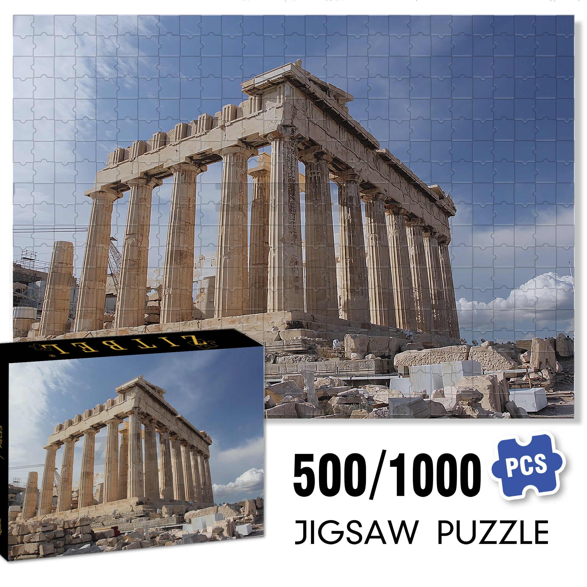 Parthenon 500pcs/1000pcs Jigsaw Puzzle, Scratch-Resistant, Interactive Family Game & Brain-Boosting DIY Decor, Perfect for Halloween, Christmas & New Year Gifts, Family Puzzle Game