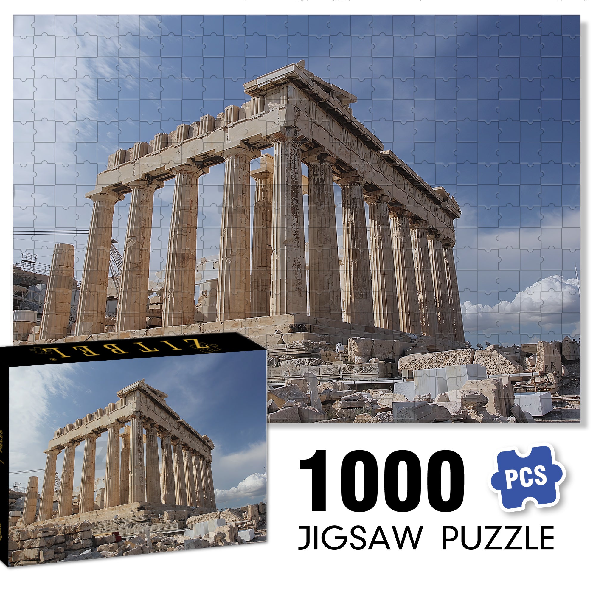 Parthenon 500pcs/1000pcs Jigsaw Puzzle, Scratch-Resistant, Interactive Family Game & Brain-Boosting DIY Decor, Perfect for Halloween, Christmas & New Year Gifts, Family Puzzle Game