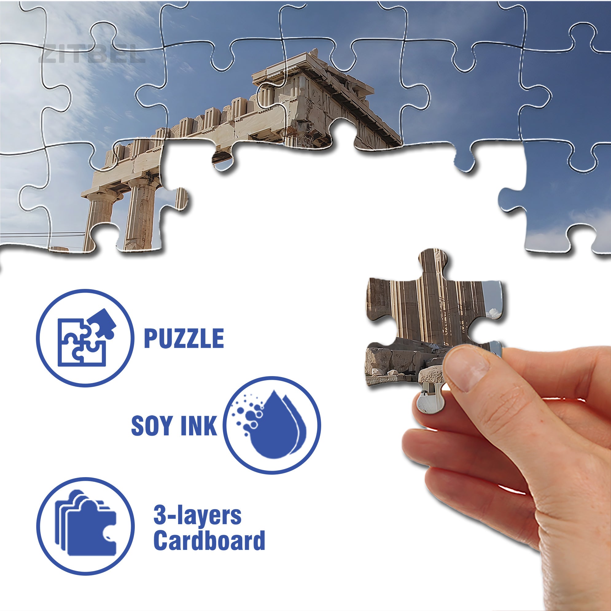 Parthenon 500pcs/1000pcs Jigsaw Puzzle, Scratch-Resistant, Interactive Family Game & Brain-Boosting DIY Decor, Perfect for Halloween, Christmas & New Year Gifts, Family Puzzle Game
