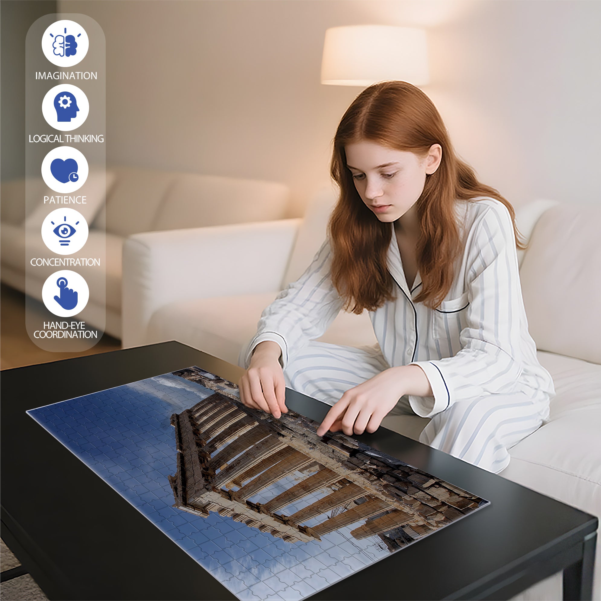 Parthenon 500pcs/1000pcs Jigsaw Puzzle, Scratch-Resistant, Interactive Family Game & Brain-Boosting DIY Decor, Perfect for Halloween, Christmas & New Year Gifts, Family Puzzle Game