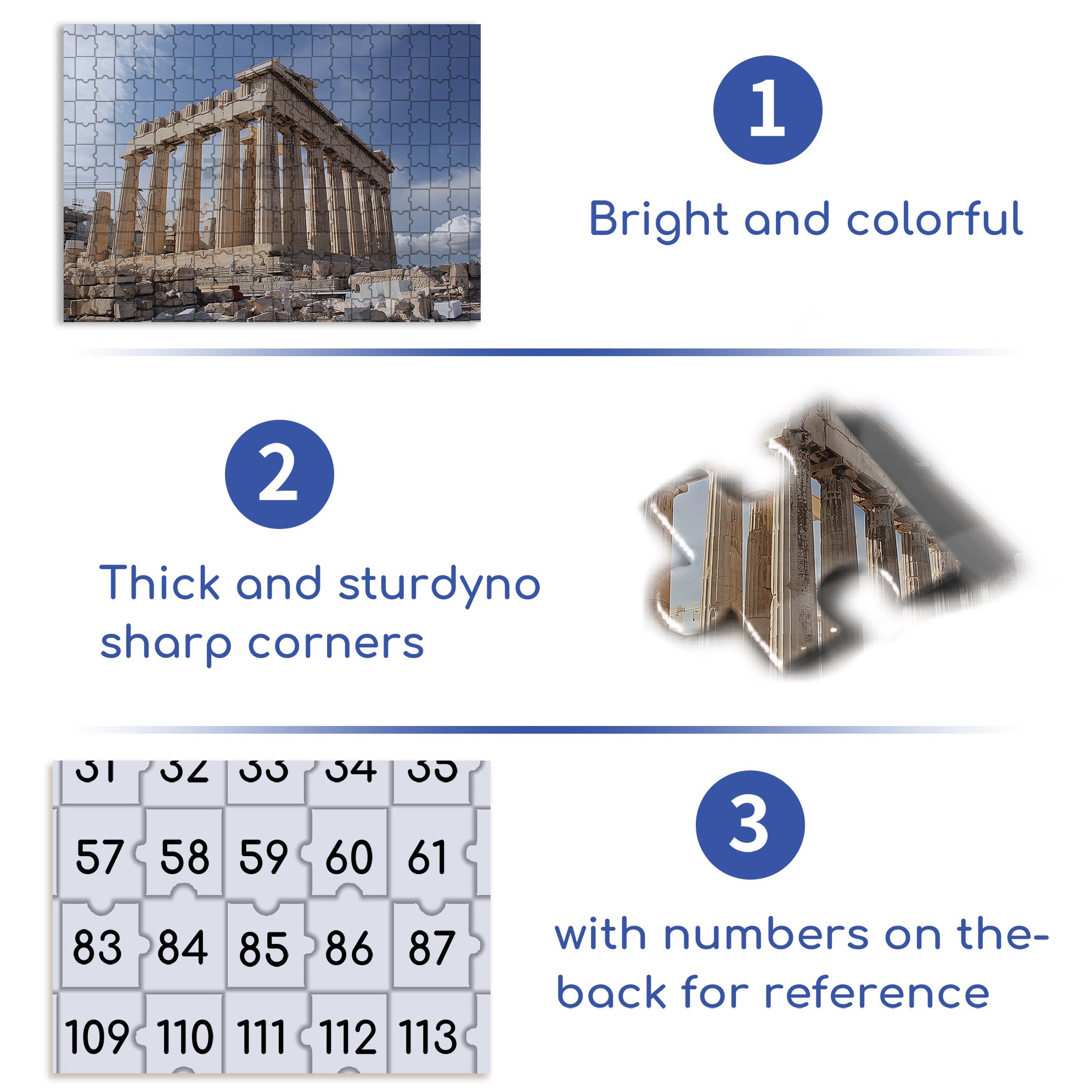 Parthenon 500pcs/1000pcs Jigsaw Puzzle, Scratch-Resistant, Interactive Family Game & Brain-Boosting DIY Decor, Perfect for Halloween, Christmas & New Year Gifts, Family Puzzle Game