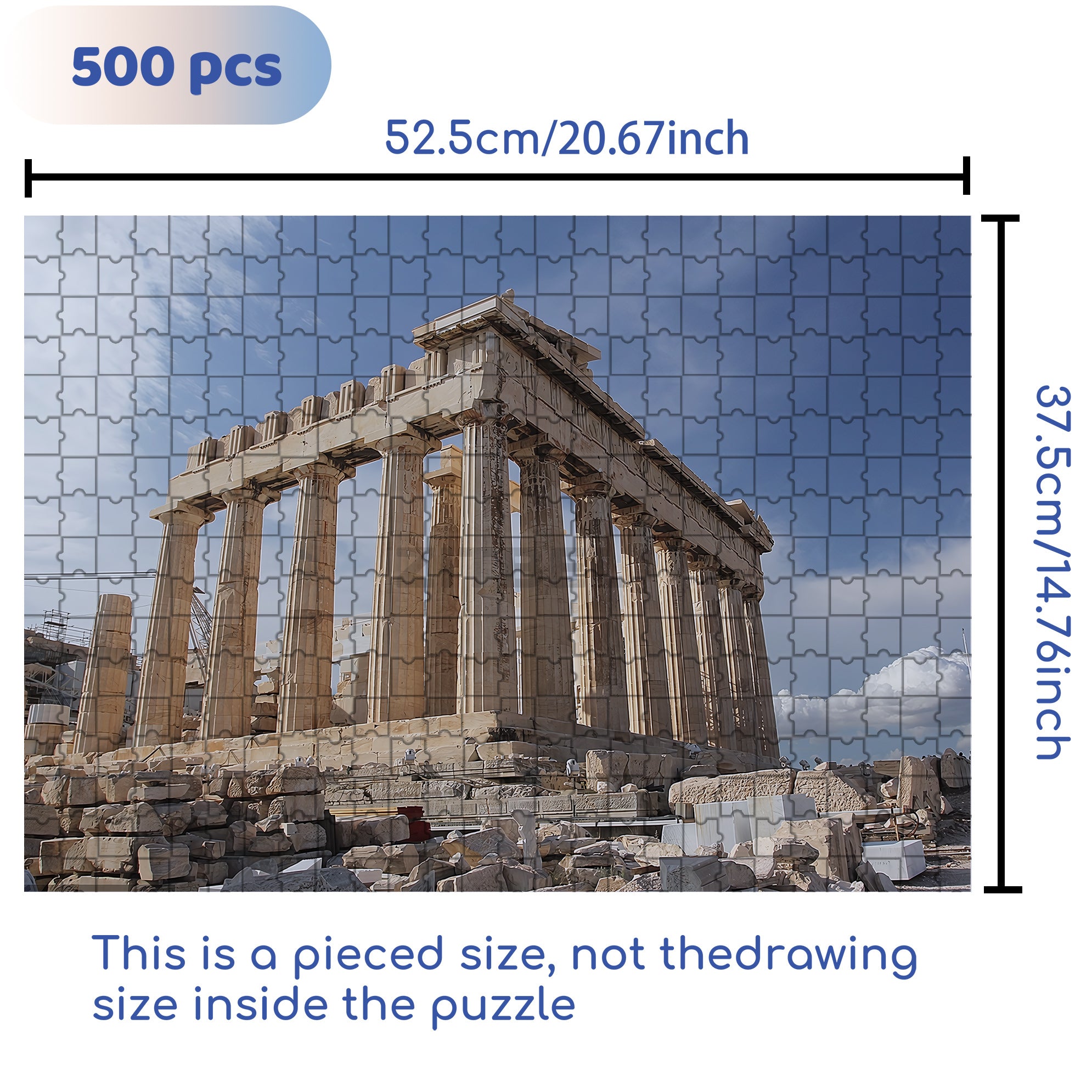 Parthenon 500pcs/1000pcs Jigsaw Puzzle, Scratch-Resistant, Interactive Family Game & Brain-Boosting DIY Decor, Perfect for Halloween, Christmas & New Year Gifts, Family Puzzle Game