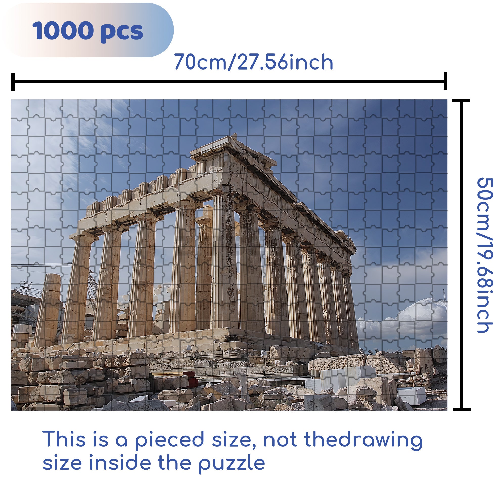 Parthenon 500pcs/1000pcs Jigsaw Puzzle, Scratch-Resistant, Interactive Family Game & Brain-Boosting DIY Decor, Perfect for Halloween, Christmas & New Year Gifts, Family Puzzle Game