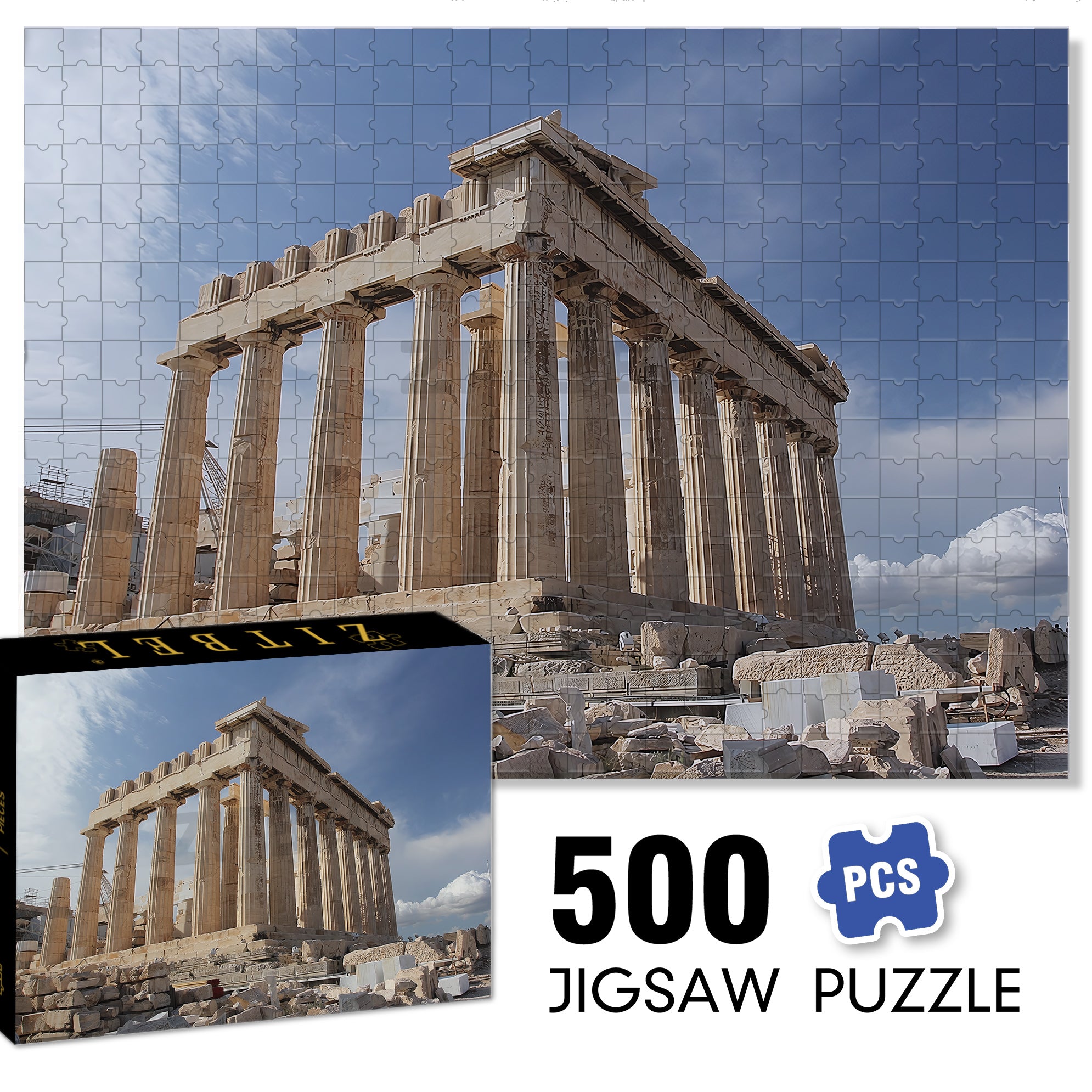 Parthenon 500pcs/1000pcs Jigsaw Puzzle, Scratch-Resistant, Interactive Family Game & Brain-Boosting DIY Decor, Perfect for Halloween, Christmas & New Year Gifts, Family Puzzle Game