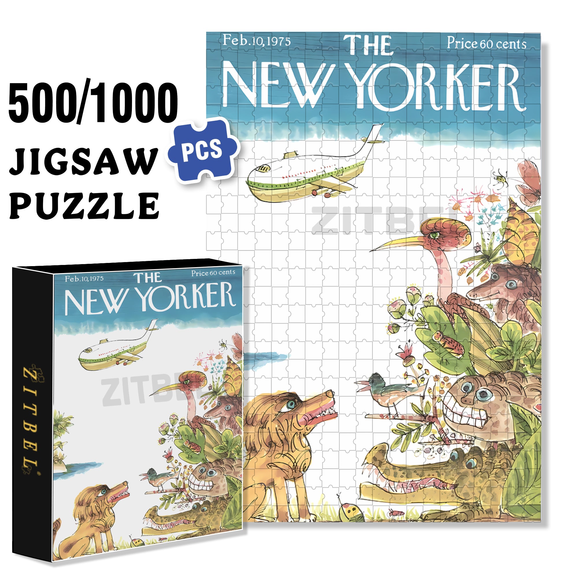 Plane Landing 500pcs/1000pcs Jigsaw Puzzle, Scratch-Resistant, Interactive Family Game & Brain-Boosting DIY Decor, Perfect for Halloween, Christmas & New Year Gifts, Family Puzzle Game
