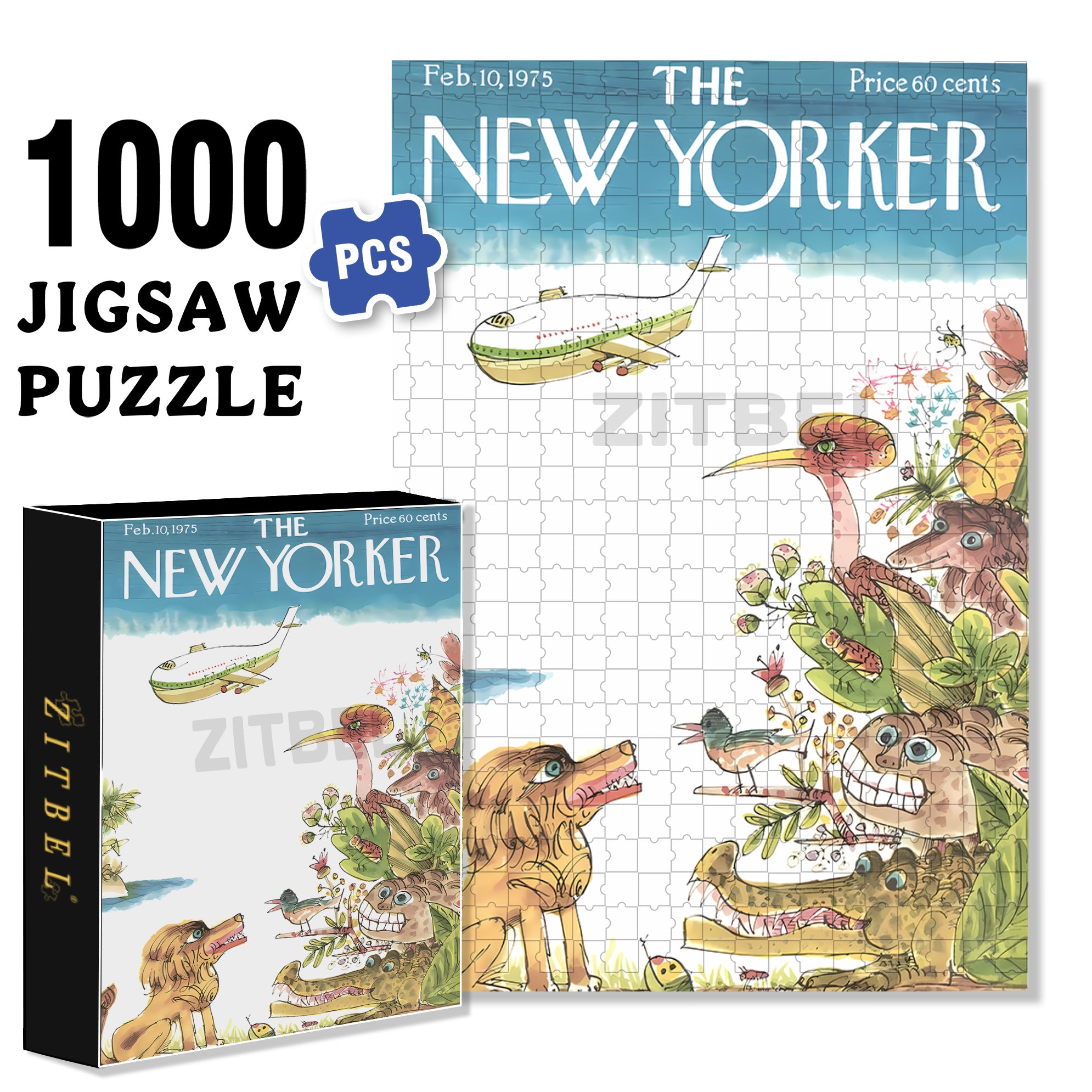 Plane Landing 500pcs/1000pcs Jigsaw Puzzle, Scratch-Resistant, Interactive Family Game & Brain-Boosting DIY Decor, Perfect for Halloween, Christmas & New Year Gifts, Family Puzzle Game