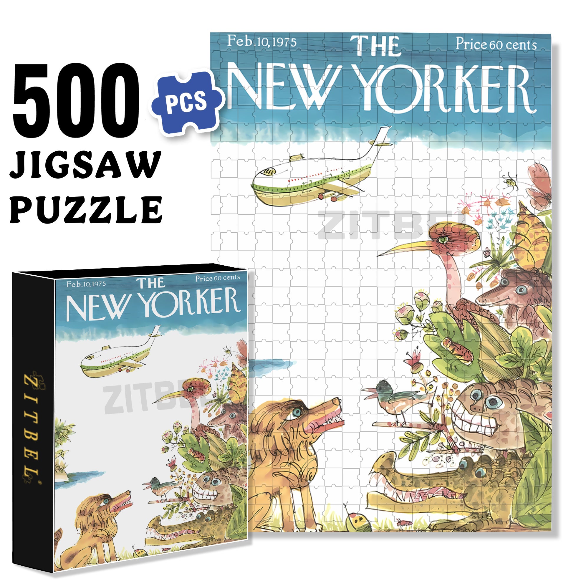 Plane Landing 500pcs/1000pcs Jigsaw Puzzle, Scratch-Resistant, Interactive Family Game & Brain-Boosting DIY Decor, Perfect for Halloween, Christmas & New Year Gifts, Family Puzzle Game