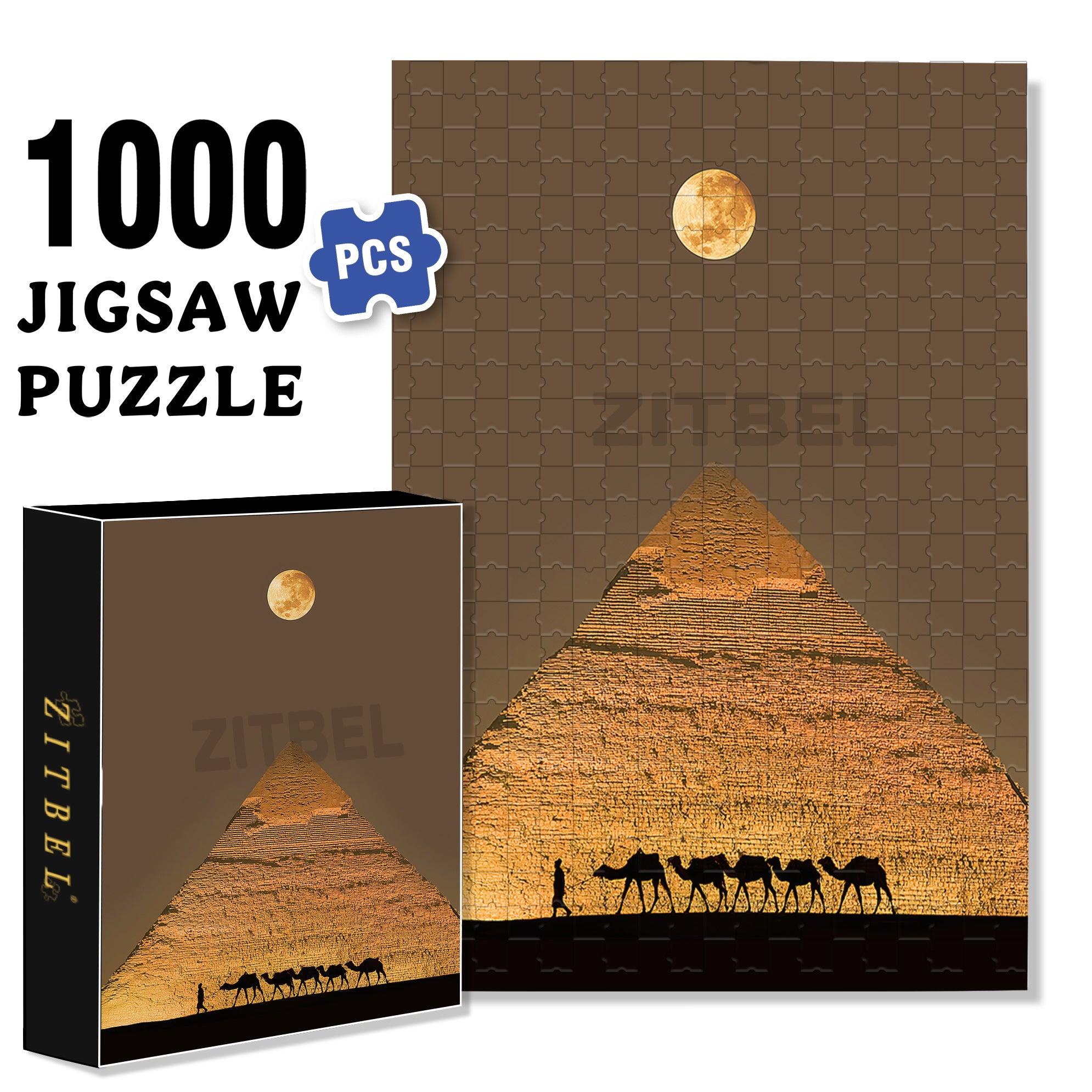 Pyramids At Night 500pcs/1000pcs Jigsaw Puzzle, Scratch-Resistant, Interactive Family Game & Brain-Boosting DIY Decor, Perfect for Halloween, Christmas & New Year Gifts, Family Puzzle Game