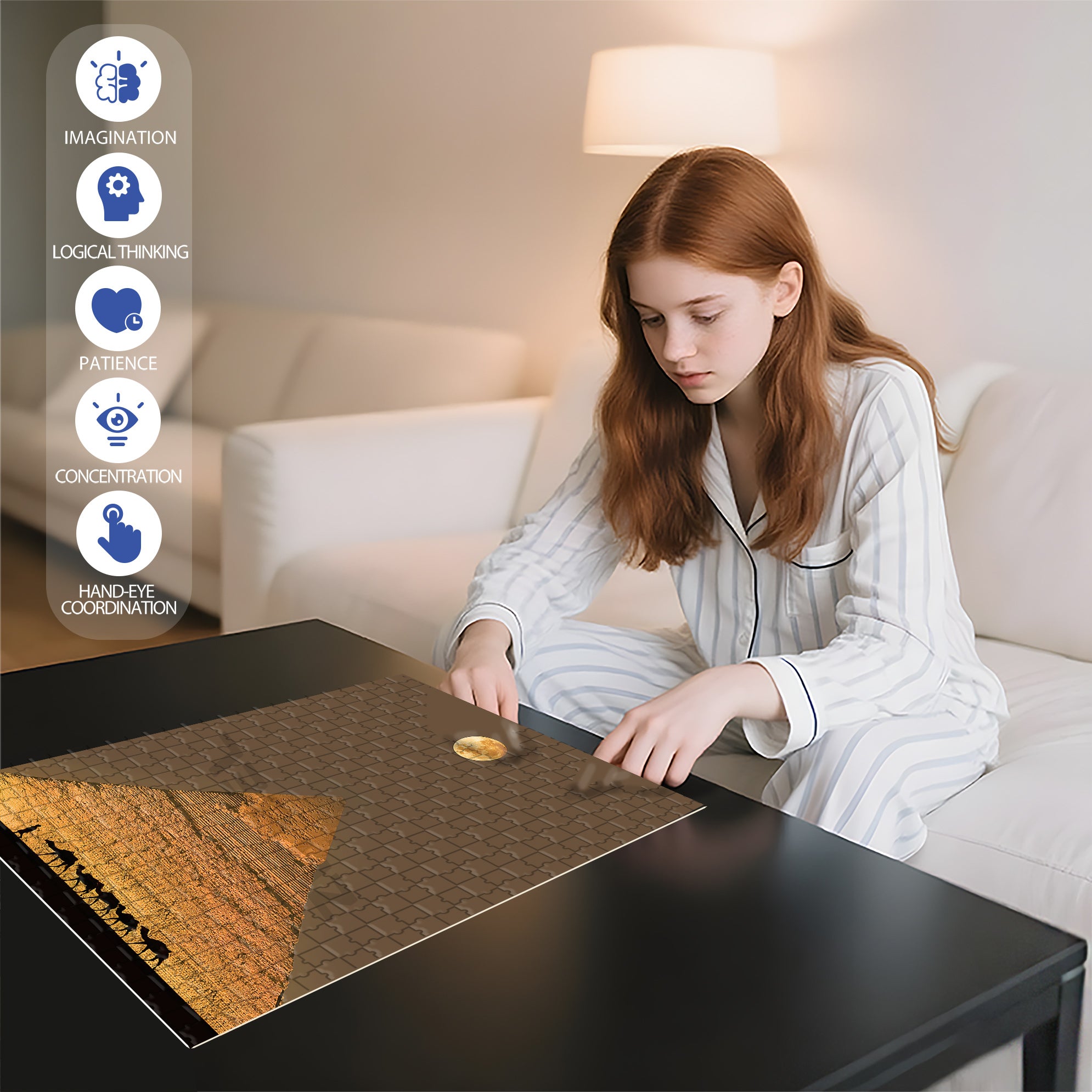 Pyramids At Night 500pcs/1000pcs Jigsaw Puzzle, Scratch-Resistant, Interactive Family Game & Brain-Boosting DIY Decor, Perfect for Halloween, Christmas & New Year Gifts, Family Puzzle Game