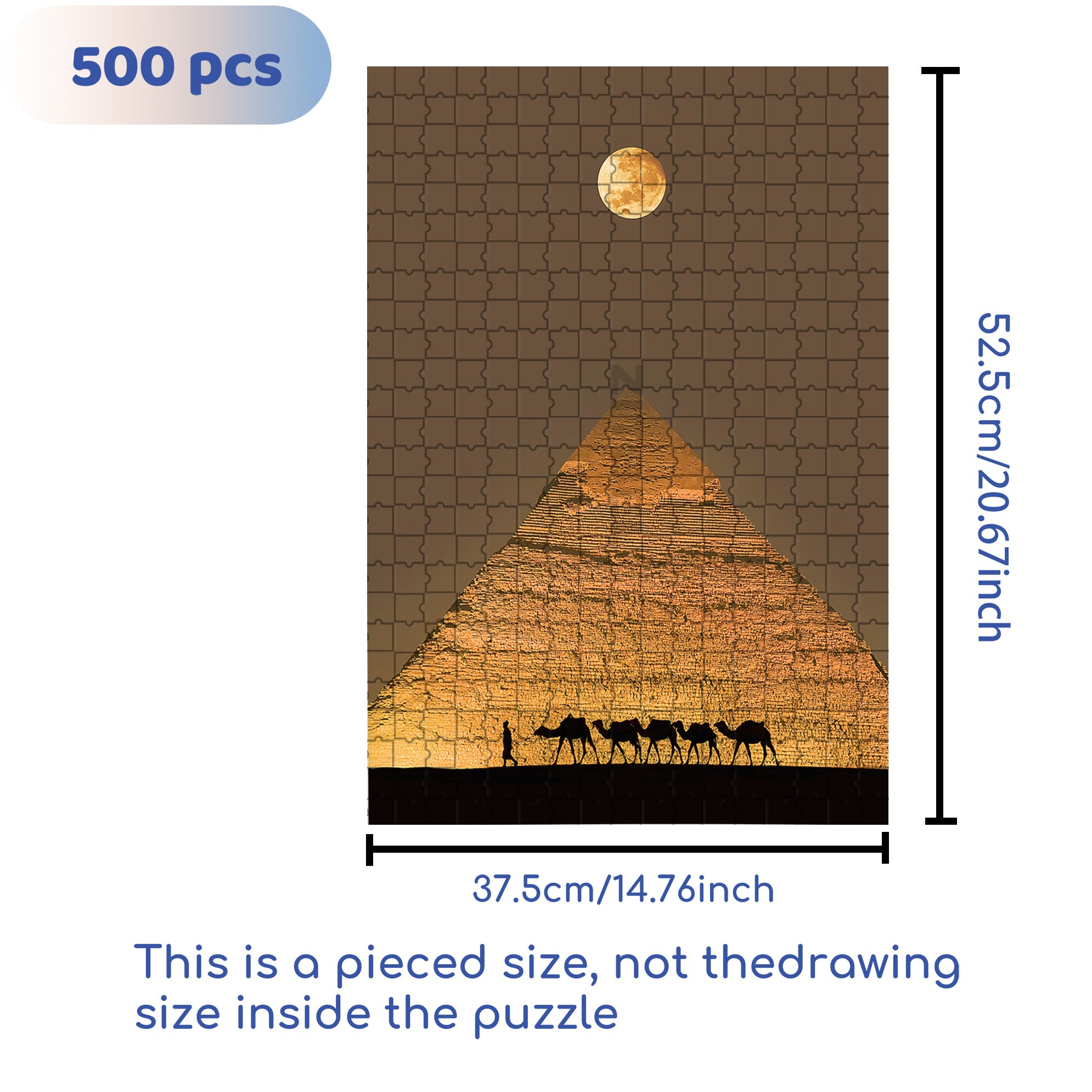 Pyramids At Night 500pcs/1000pcs Jigsaw Puzzle, Scratch-Resistant, Interactive Family Game & Brain-Boosting DIY Decor, Perfect for Halloween, Christmas & New Year Gifts, Family Puzzle Game