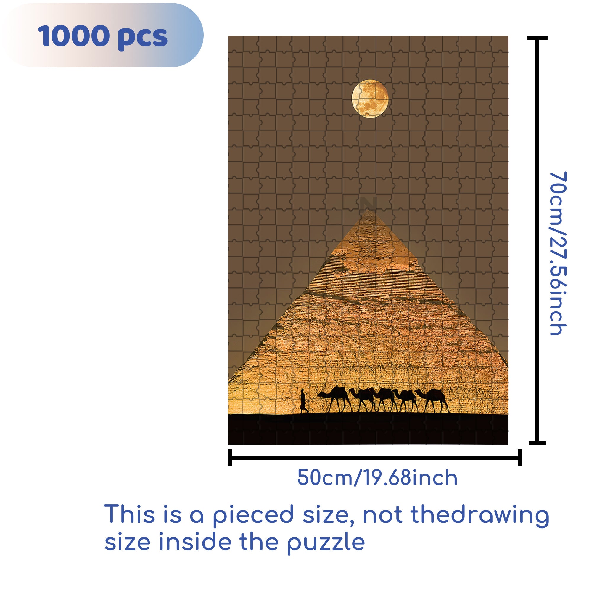 Pyramids At Night 500pcs/1000pcs Jigsaw Puzzle, Scratch-Resistant, Interactive Family Game & Brain-Boosting DIY Decor, Perfect for Halloween, Christmas & New Year Gifts, Family Puzzle Game