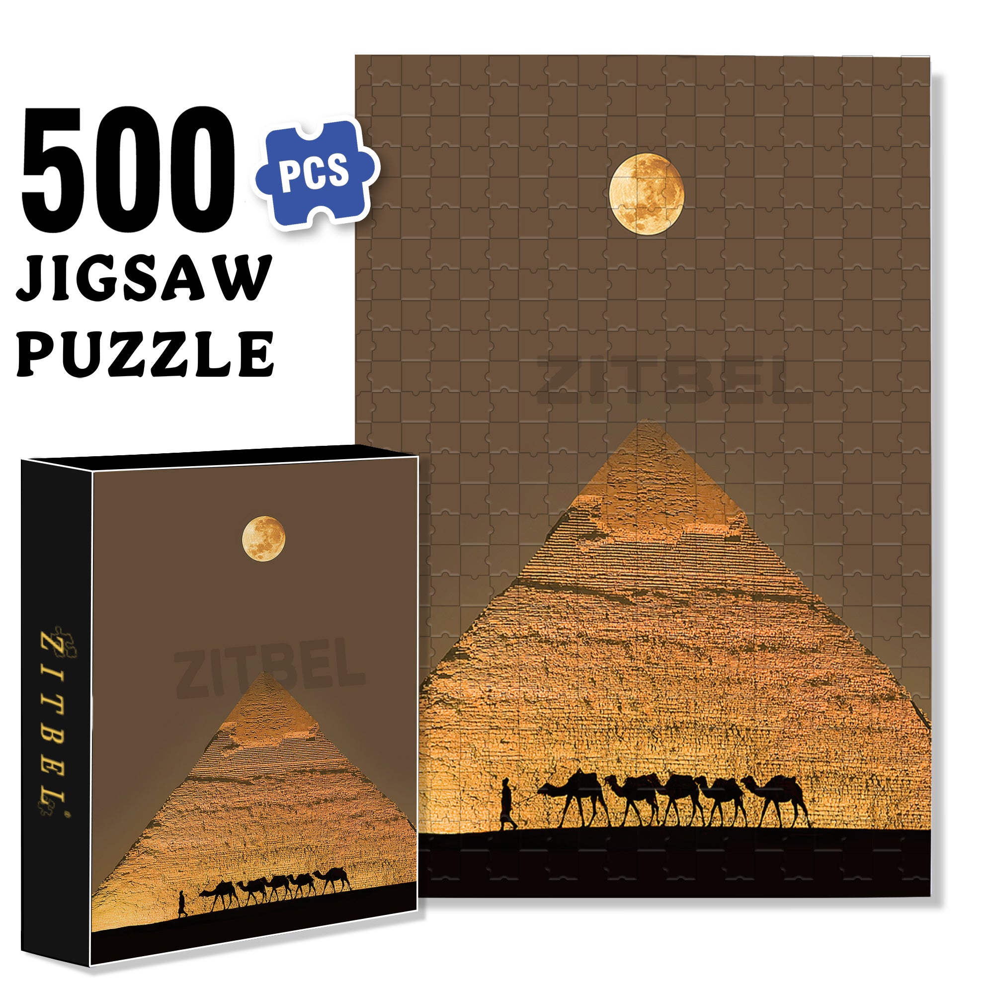 Pyramids At Night 500pcs/1000pcs Jigsaw Puzzle, Scratch-Resistant, Interactive Family Game & Brain-Boosting DIY Decor, Perfect for Halloween, Christmas & New Year Gifts, Family Puzzle Game