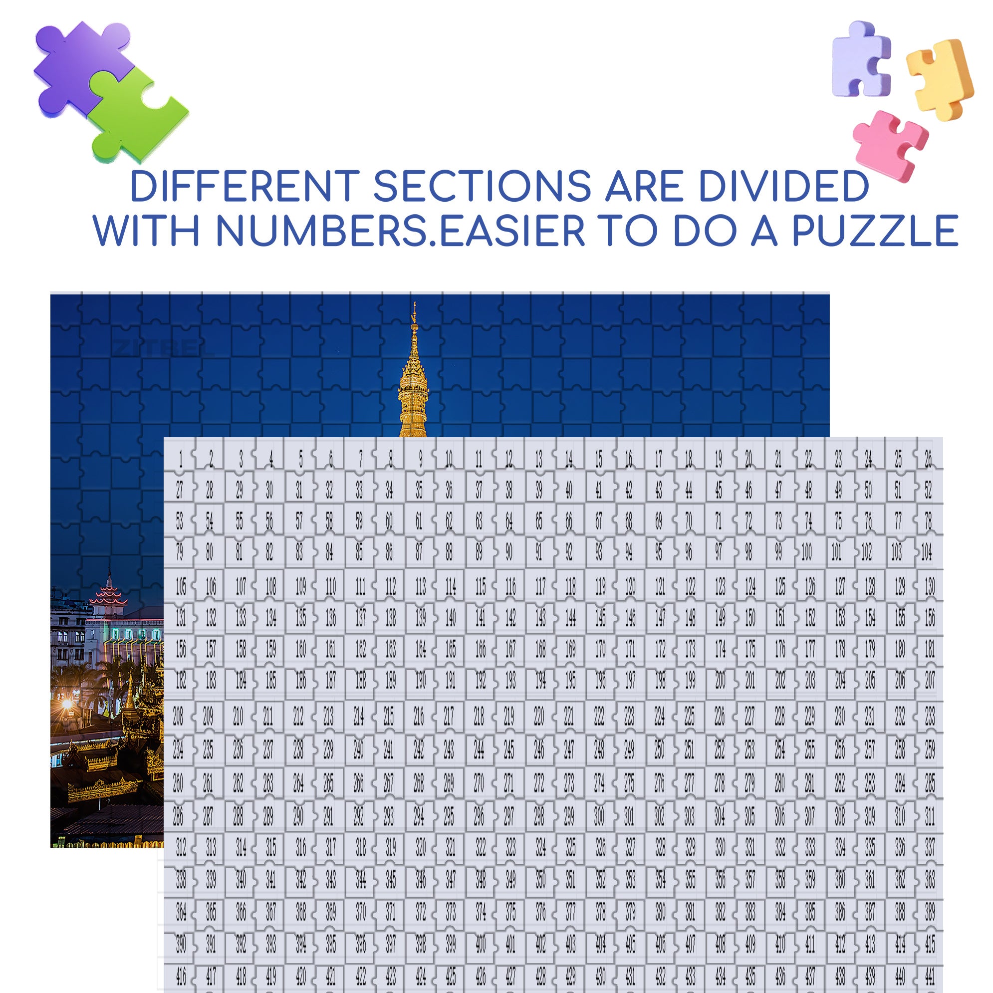 Shwedagon Pagoda in Yangon 500pcs/1000pcs Jigsaw Puzzle, Scratch-Resistant, Interactive Family Game & Brain-Boosting DIY Decor, Perfect for Halloween, Christmas & New Year Gifts, Family Puzzle Game