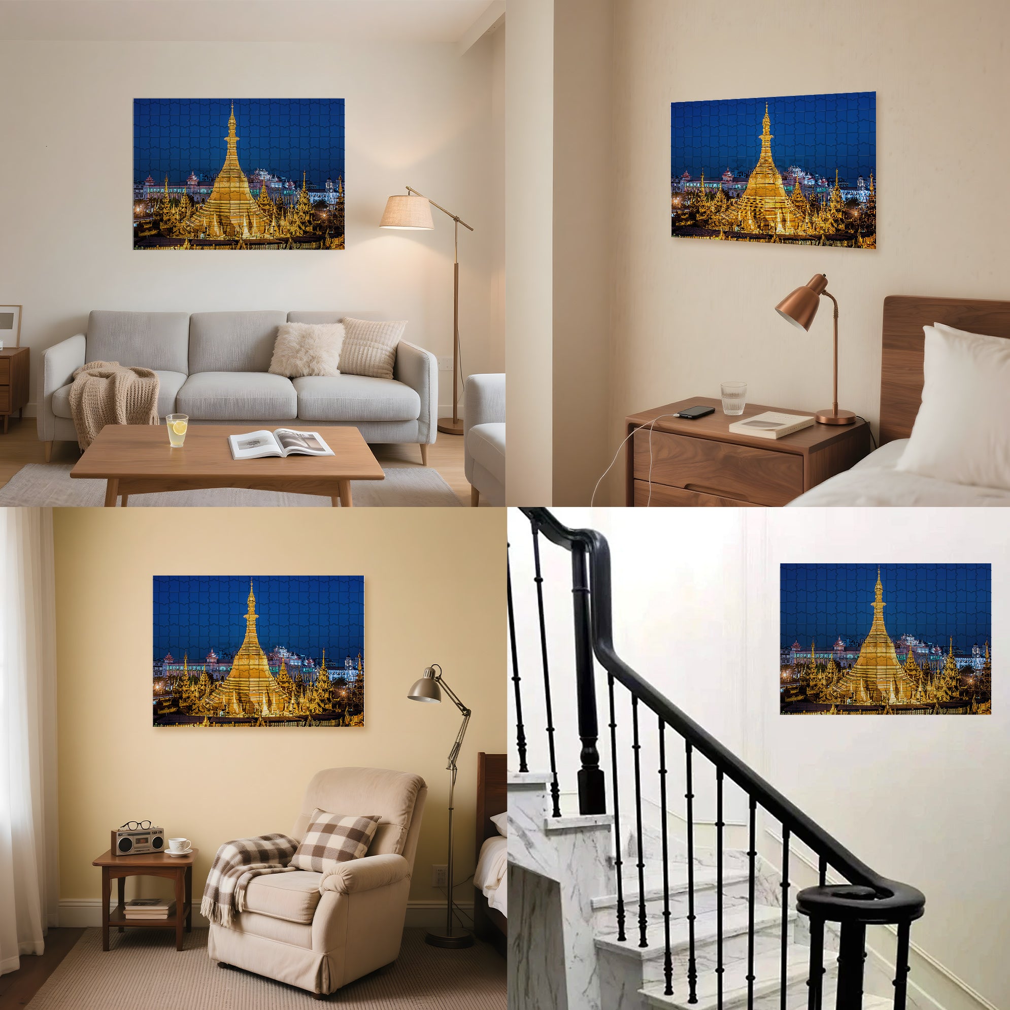 Shwedagon Pagoda in Yangon 500pcs/1000pcs Jigsaw Puzzle, Scratch-Resistant, Interactive Family Game & Brain-Boosting DIY Decor, Perfect for Halloween, Christmas & New Year Gifts, Family Puzzle Game