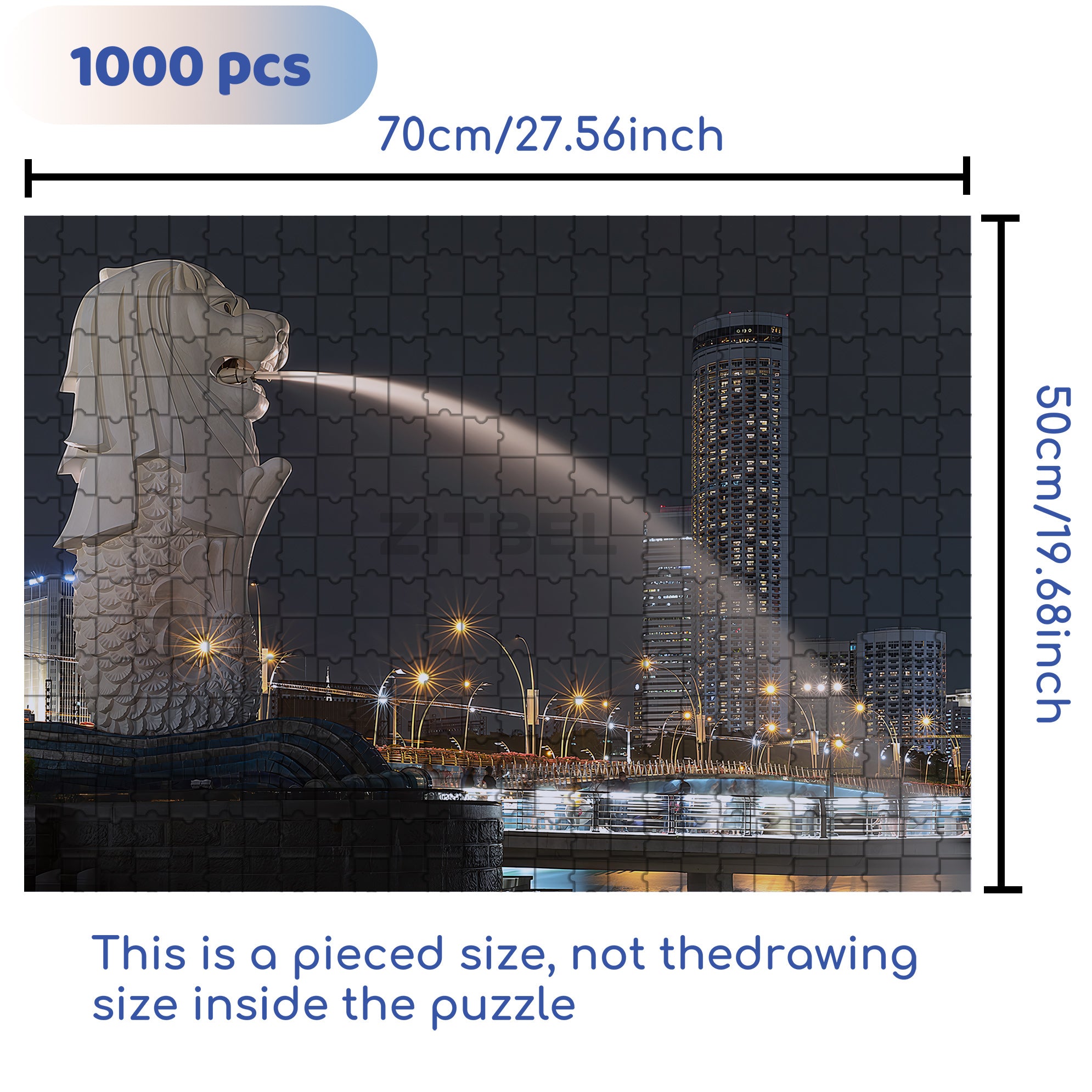 Singapore Merlion 500pcs/1000pcs Jigsaw Puzzle, Scratch-Resistant, Interactive Family Game & Brain-Boosting DIY Decor, Perfect for Halloween, Christmas & New Year Gifts, Family Puzzle Game