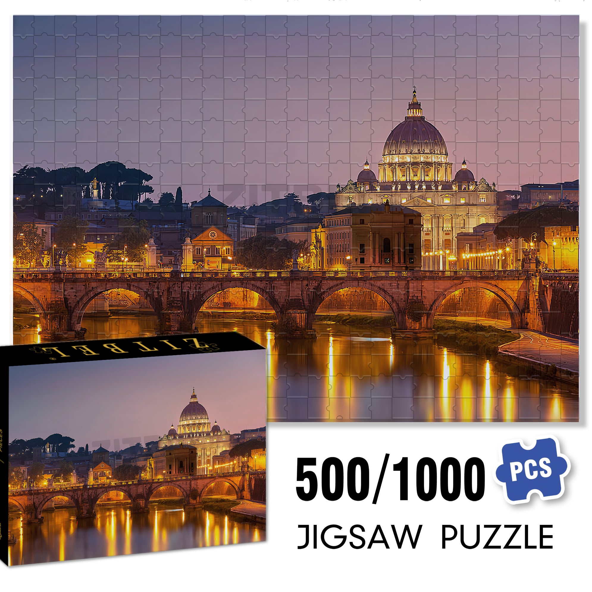 St. Peter's Basilica 500pcs/1000pcs Jigsaw Puzzle, Scratch-Resistant, Interactive Family Game & Brain-Boosting DIY Decor, Perfect for Halloween, Christmas & New Year Gifts, Family Puzzle Game