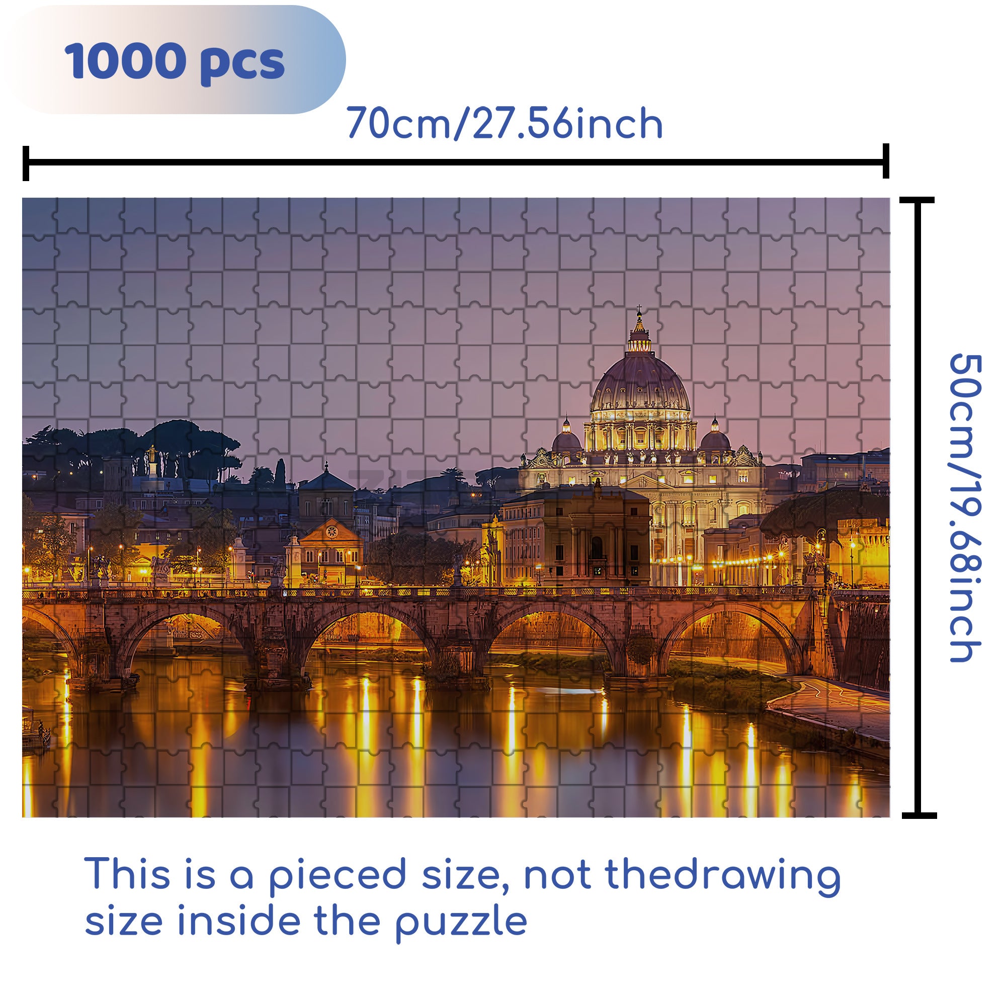 St. Peter's Basilica 500pcs/1000pcs Jigsaw Puzzle, Scratch-Resistant, Interactive Family Game & Brain-Boosting DIY Decor, Perfect for Halloween, Christmas & New Year Gifts, Family Puzzle Game