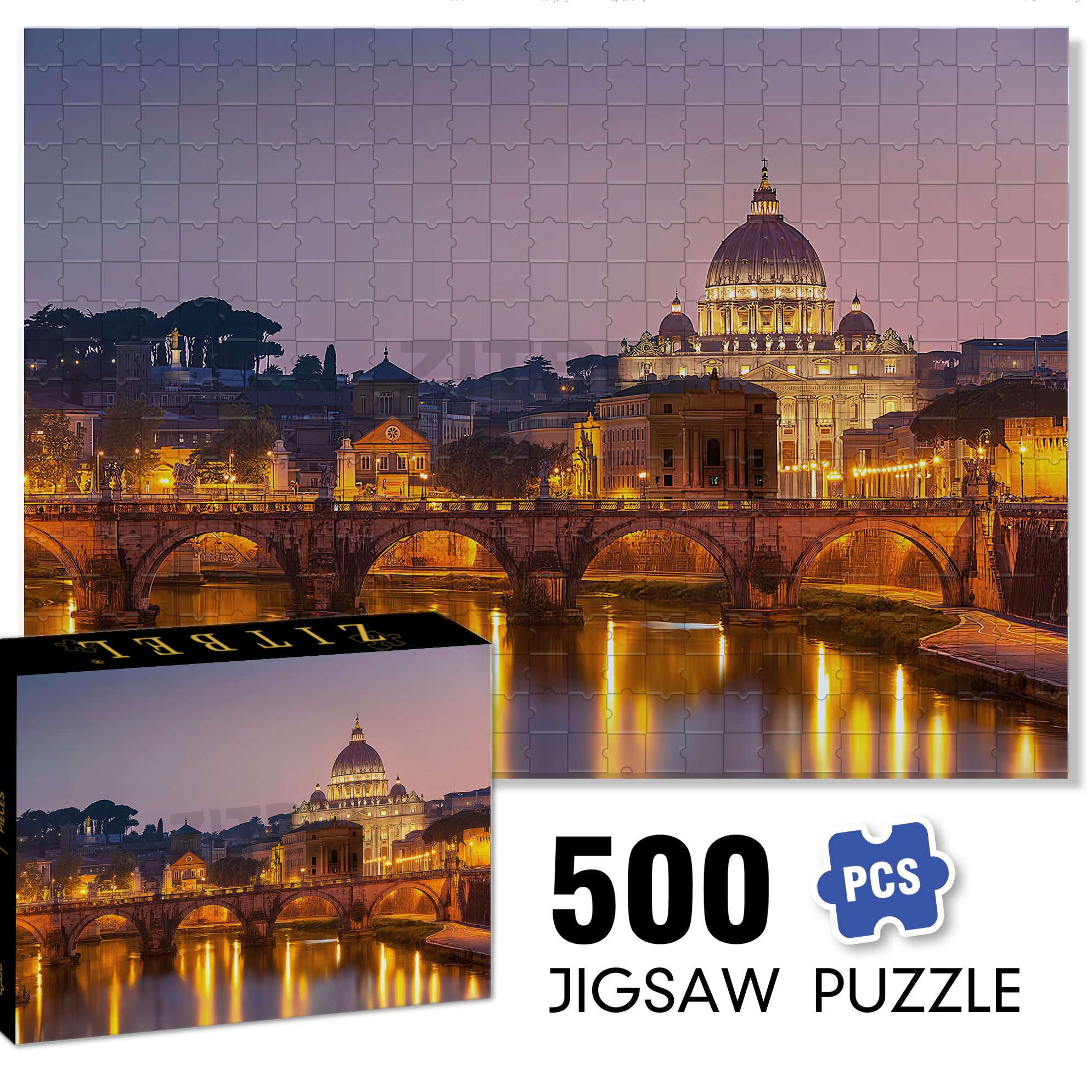 St. Peter's Basilica 500pcs/1000pcs Jigsaw Puzzle, Scratch-Resistant, Interactive Family Game & Brain-Boosting DIY Decor, Perfect for Halloween, Christmas & New Year Gifts, Family Puzzle Game