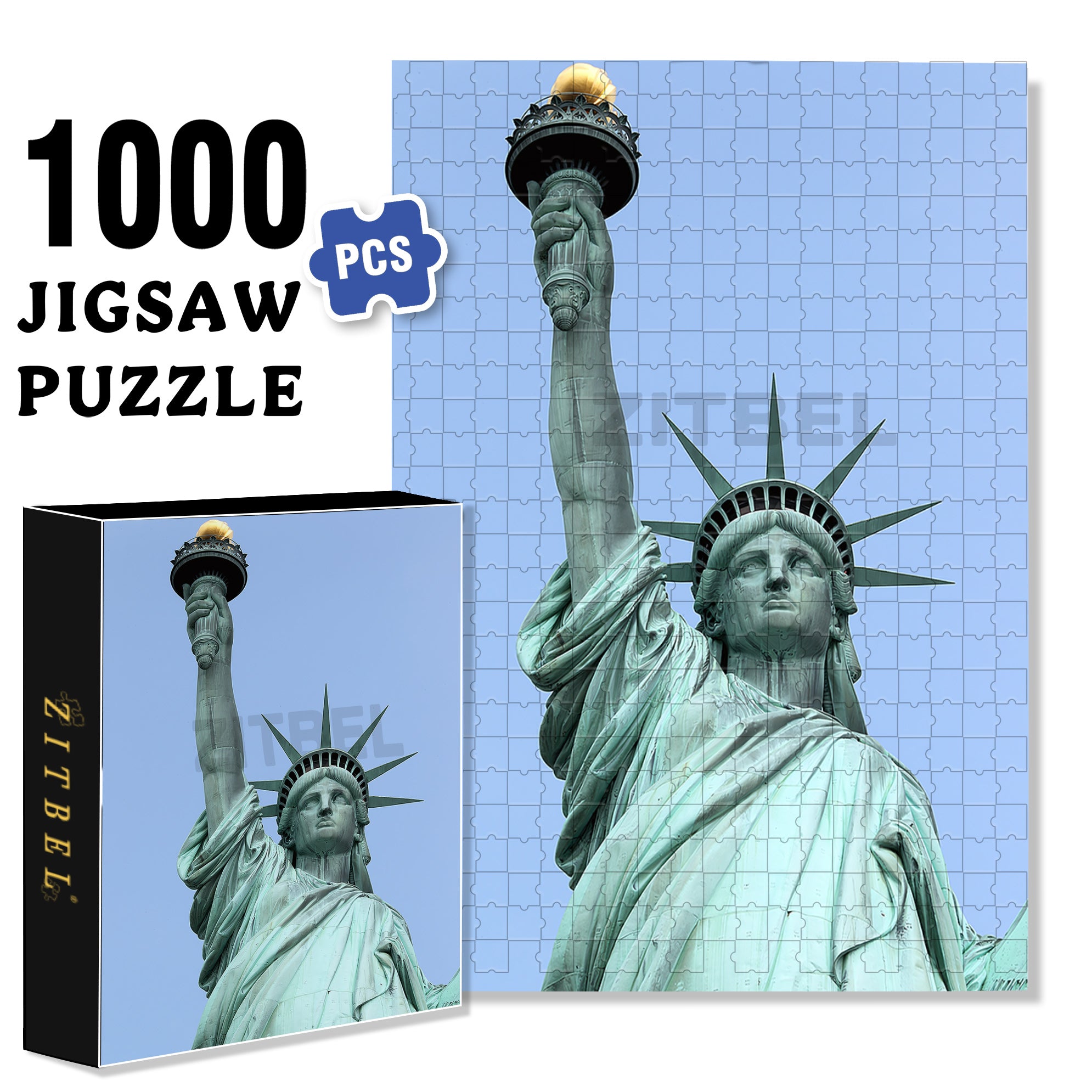 Statue Of Liberty£¬NY 500pcs/1000pcs Jigsaw Puzzle, Scratch-Resistant, Interactive Family Game & Brain-Boosting DIY Decor, Perfect for Halloween, Christmas & New Year Gifts, Family Puzzle Game