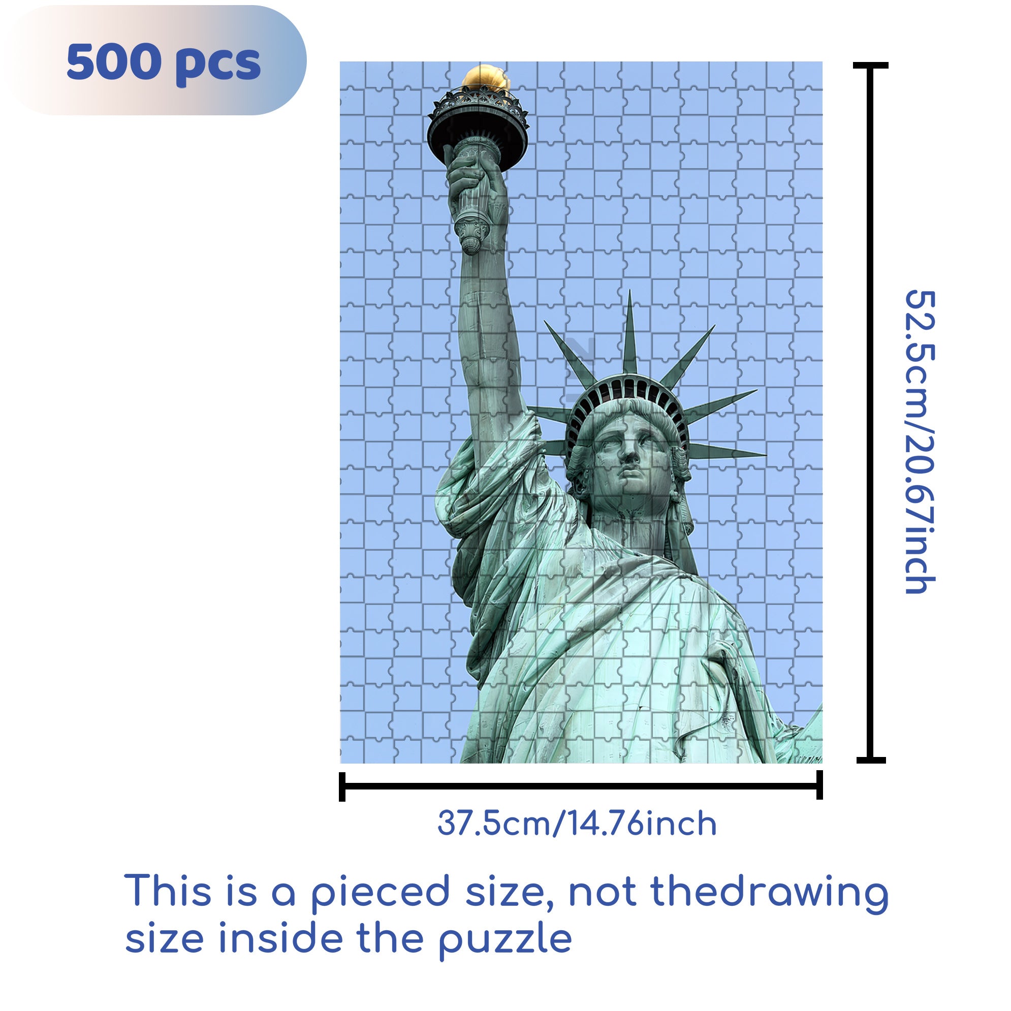 Statue Of Liberty£¬NY 500pcs/1000pcs Jigsaw Puzzle, Scratch-Resistant, Interactive Family Game & Brain-Boosting DIY Decor, Perfect for Halloween, Christmas & New Year Gifts, Family Puzzle Game