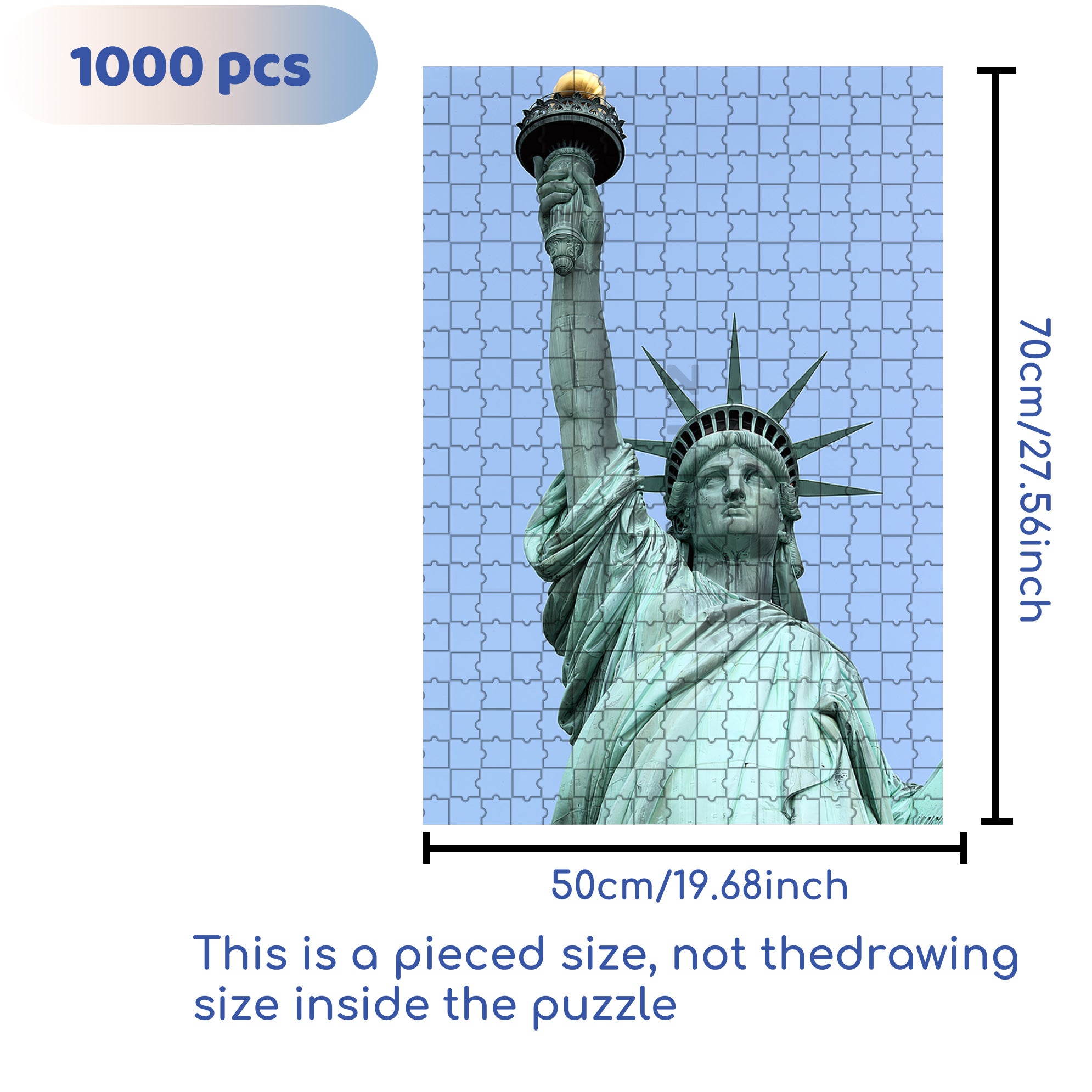 Statue Of Liberty£¬NY 500pcs/1000pcs Jigsaw Puzzle, Scratch-Resistant, Interactive Family Game & Brain-Boosting DIY Decor, Perfect for Halloween, Christmas & New Year Gifts, Family Puzzle Game