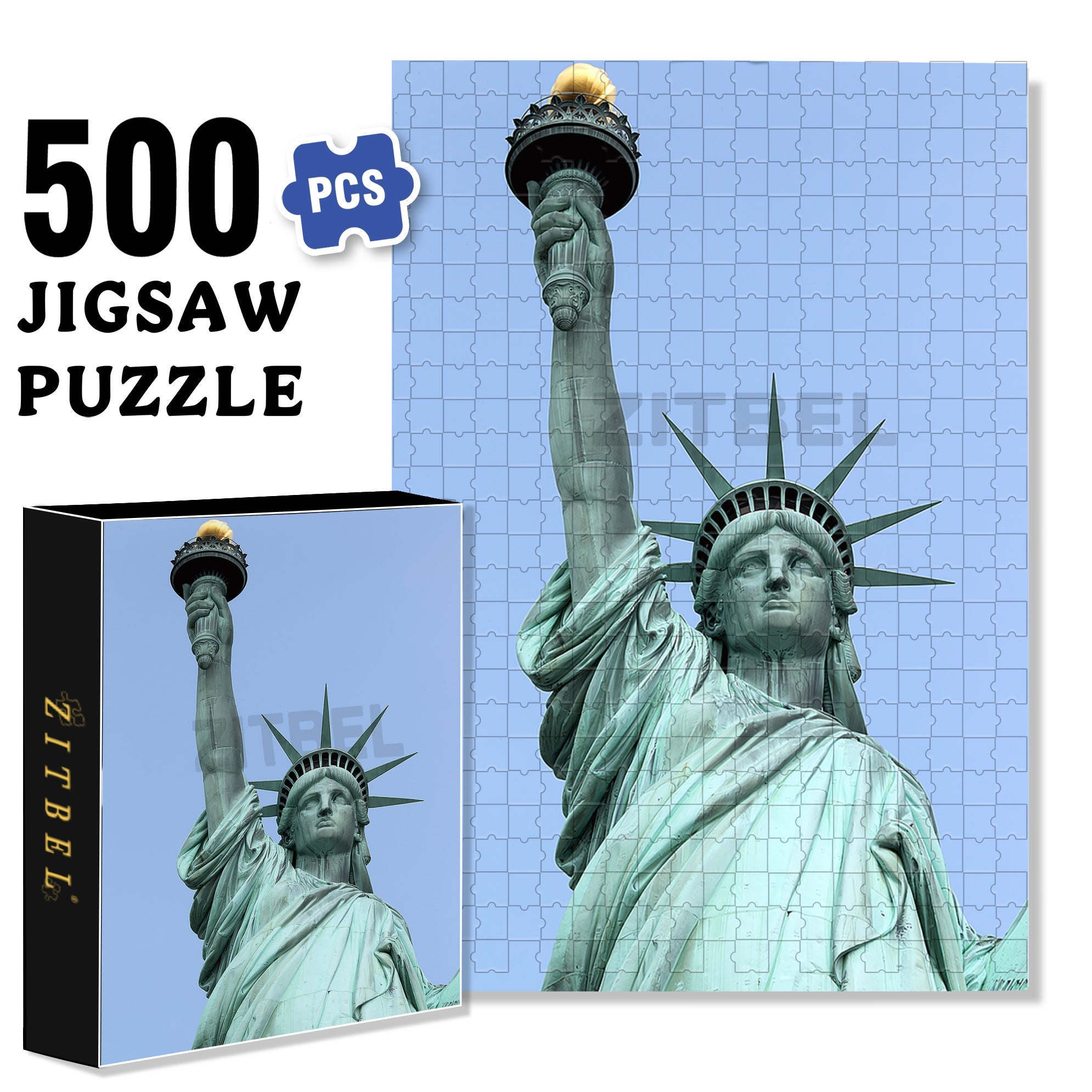 Statue Of Liberty£¬NY 500pcs/1000pcs Jigsaw Puzzle, Scratch-Resistant, Interactive Family Game & Brain-Boosting DIY Decor, Perfect for Halloween, Christmas & New Year Gifts, Family Puzzle Game