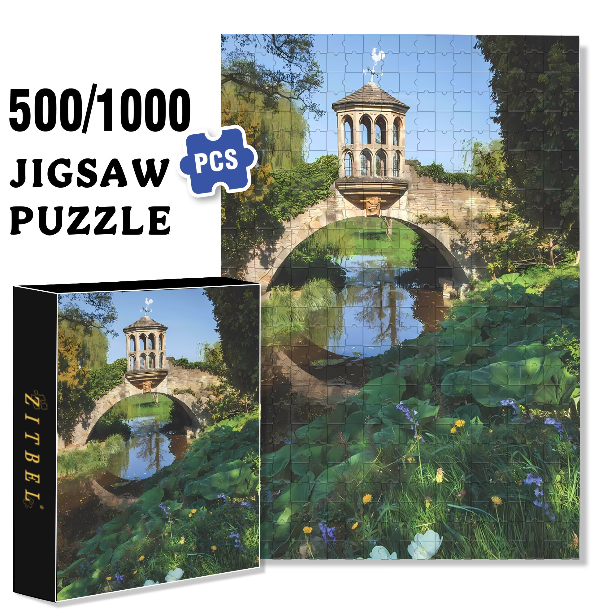 Summer Riverbank 500pcs/1000pcs Jigsaw Puzzle, Scratch-Resistant, Interactive Family Game & Brain-Boosting DIY Decor, Perfect for Halloween, Christmas & New Year Gifts, Family Puzzle Game