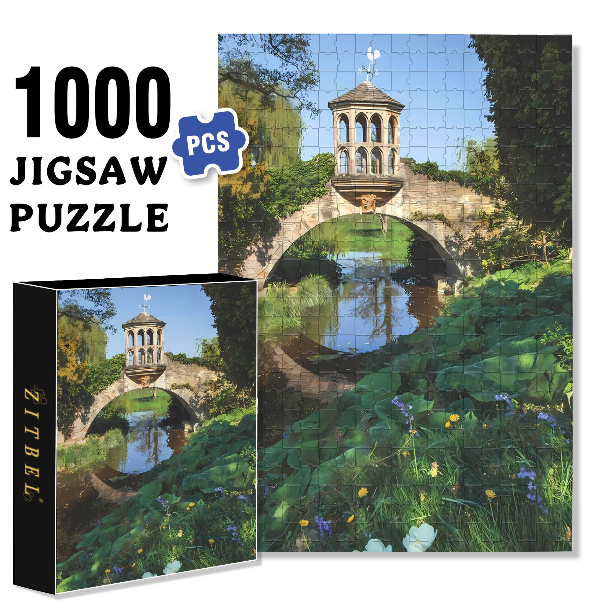 Summer Riverbank 500pcs/1000pcs Jigsaw Puzzle, Scratch-Resistant, Interactive Family Game & Brain-Boosting DIY Decor, Perfect for Halloween, Christmas & New Year Gifts, Family Puzzle Game