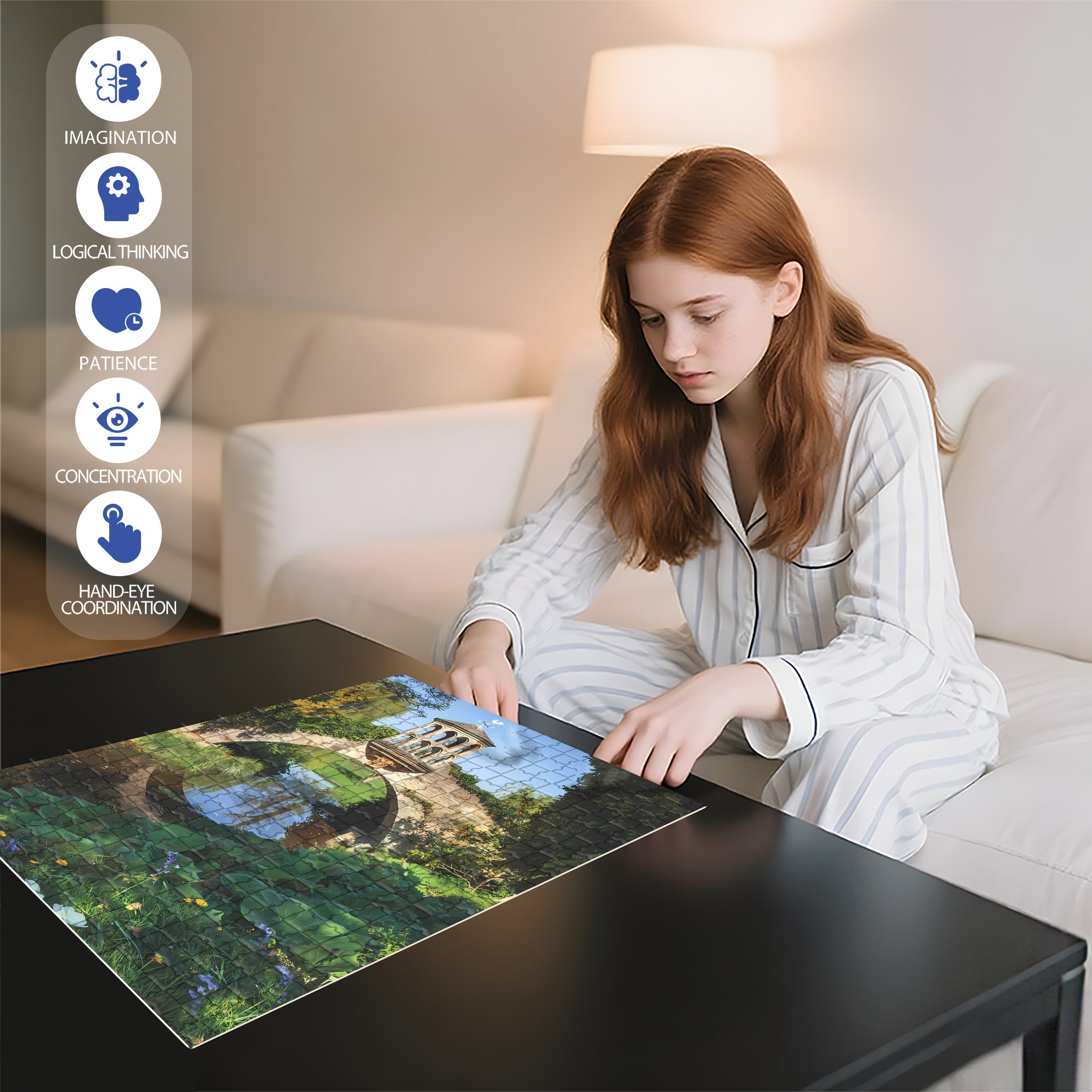 Summer Riverbank 500pcs/1000pcs Jigsaw Puzzle, Scratch-Resistant, Interactive Family Game & Brain-Boosting DIY Decor, Perfect for Halloween, Christmas & New Year Gifts, Family Puzzle Game