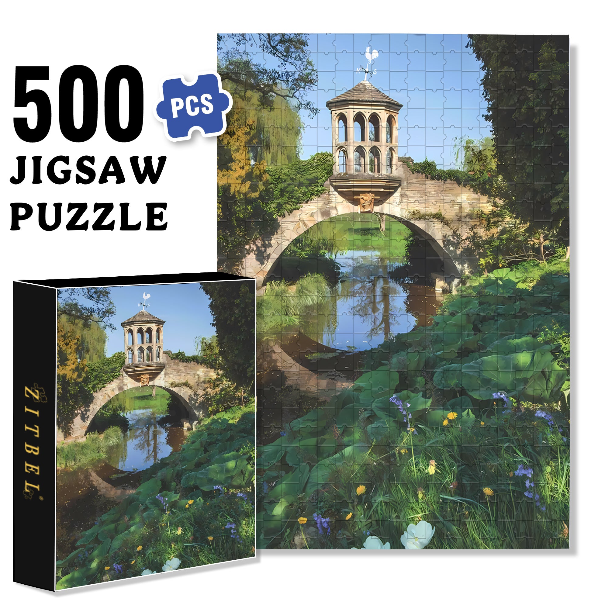 Summer Riverbank 500pcs/1000pcs Jigsaw Puzzle, Scratch-Resistant, Interactive Family Game & Brain-Boosting DIY Decor, Perfect for Halloween, Christmas & New Year Gifts, Family Puzzle Game