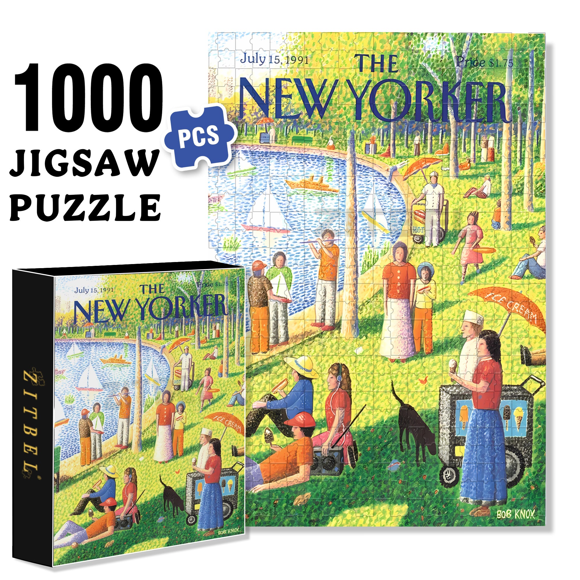 Sunday Afternoon in Central Park 500pcs/1000pcs Jigsaw Puzzle, Scratch-Resistant, Interactive Family Game & Brain-Boosting DIY Decor, Perfect for Halloween, Christmas & New Year Gifts, Family Puzzle Game