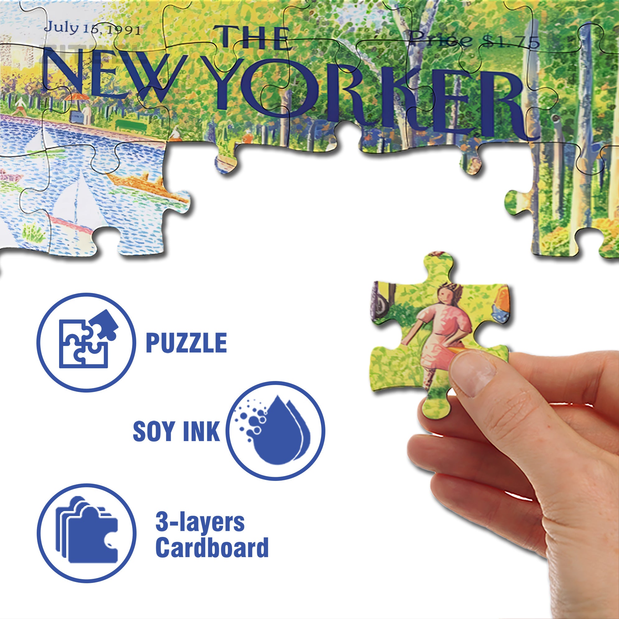 Sunday Afternoon in Central Park 500pcs/1000pcs Jigsaw Puzzle, Scratch-Resistant, Interactive Family Game & Brain-Boosting DIY Decor, Perfect for Halloween, Christmas & New Year Gifts, Family Puzzle Game