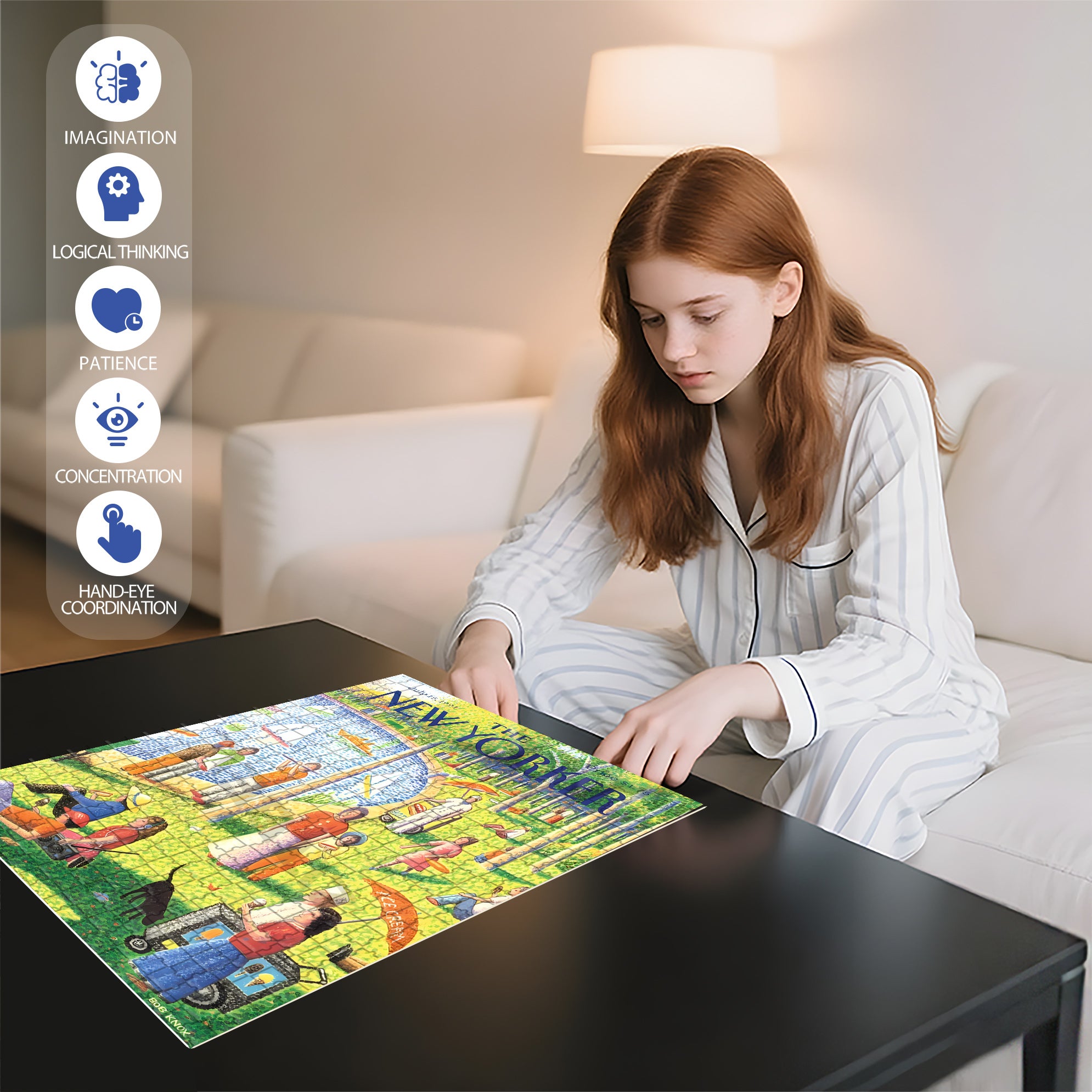 Sunday Afternoon in Central Park 500pcs/1000pcs Jigsaw Puzzle, Scratch-Resistant, Interactive Family Game & Brain-Boosting DIY Decor, Perfect for Halloween, Christmas & New Year Gifts, Family Puzzle Game