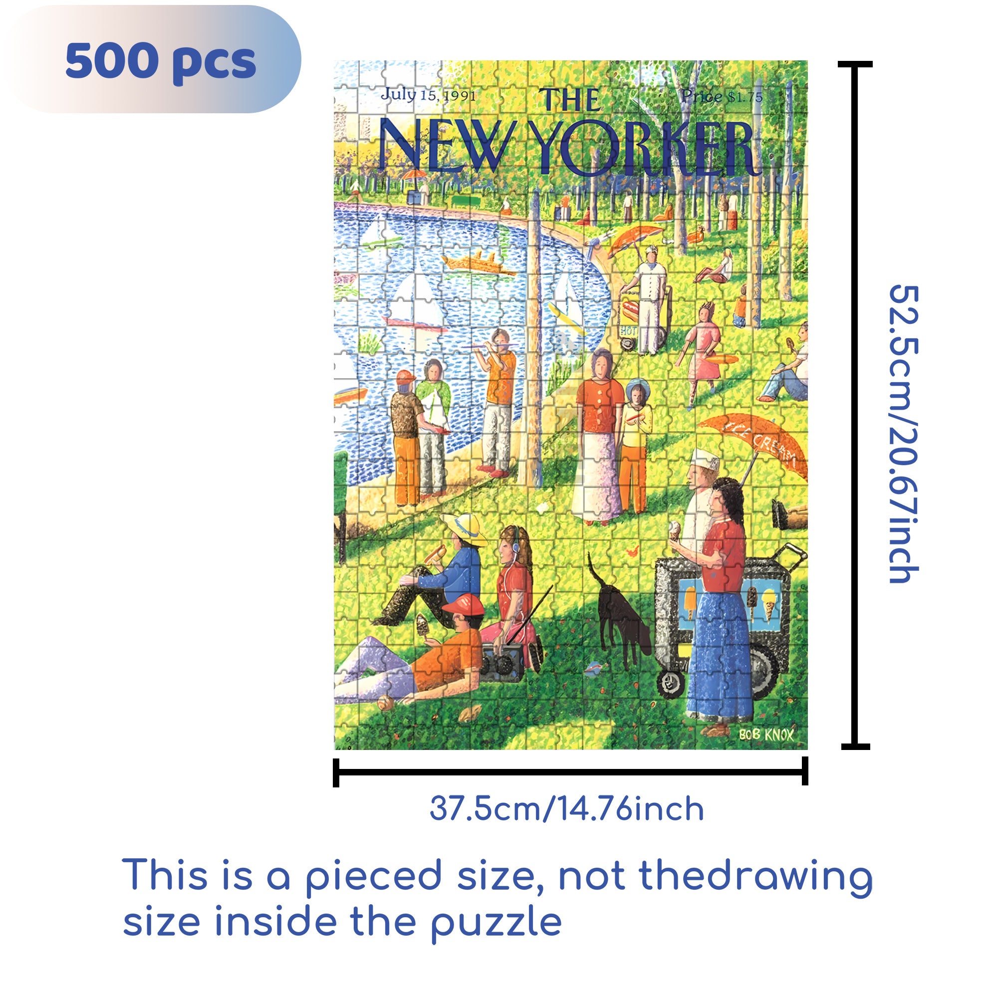 Sunday Afternoon in Central Park 500pcs/1000pcs Jigsaw Puzzle, Scratch-Resistant, Interactive Family Game & Brain-Boosting DIY Decor, Perfect for Halloween, Christmas & New Year Gifts, Family Puzzle Game