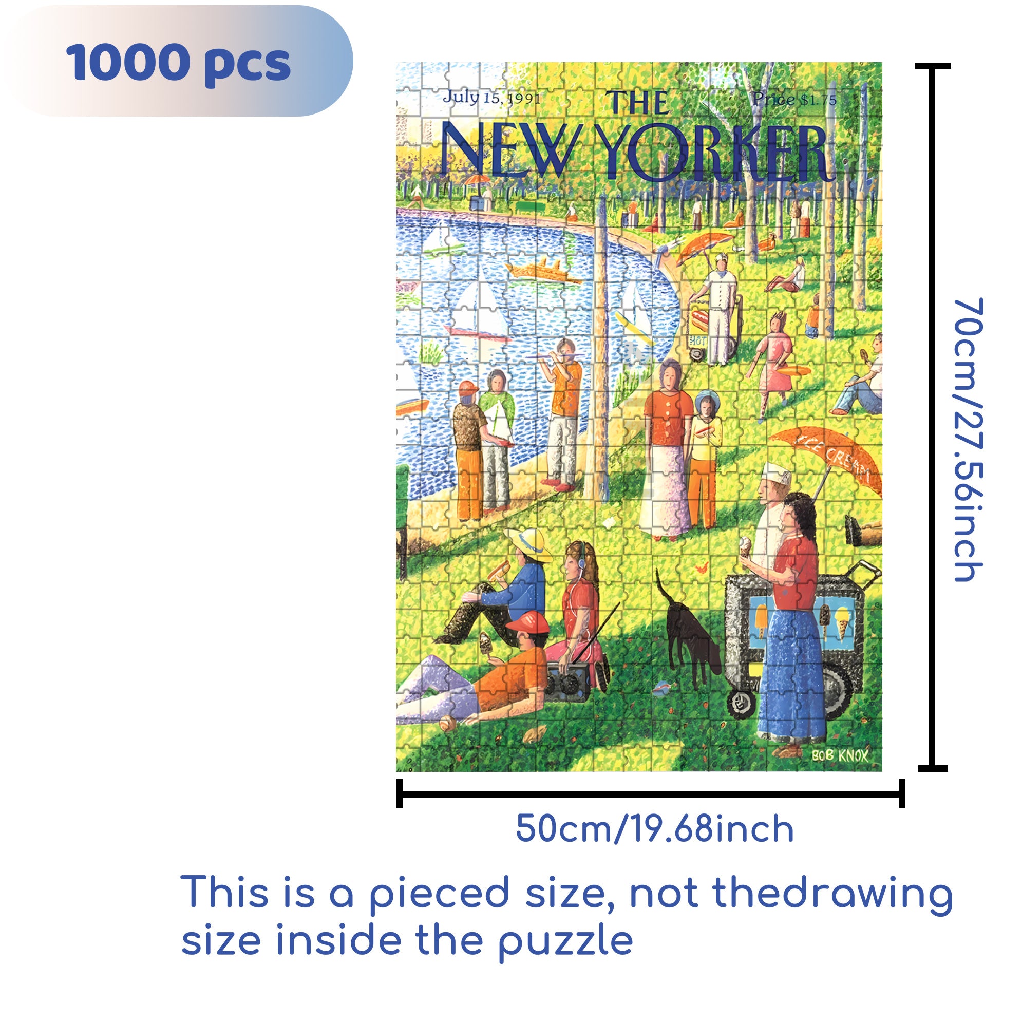 Sunday Afternoon in Central Park 500pcs/1000pcs Jigsaw Puzzle, Scratch-Resistant, Interactive Family Game & Brain-Boosting DIY Decor, Perfect for Halloween, Christmas & New Year Gifts, Family Puzzle Game