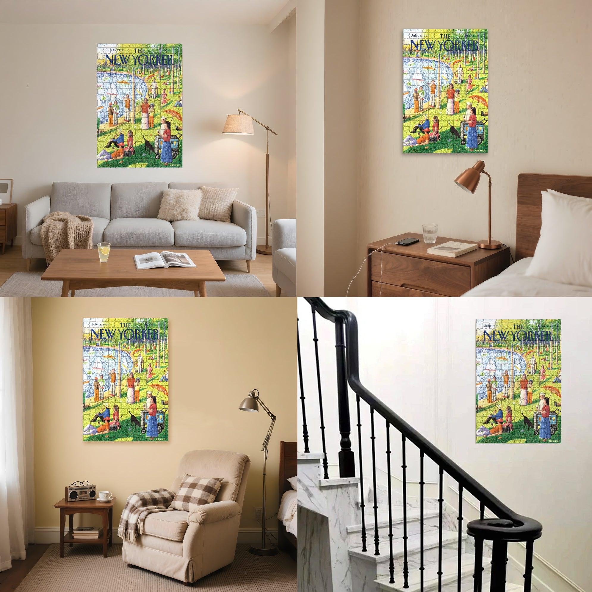 Sunday Afternoon in Central Park 500pcs/1000pcs Jigsaw Puzzle, Scratch-Resistant, Interactive Family Game & Brain-Boosting DIY Decor, Perfect for Halloween, Christmas & New Year Gifts, Family Puzzle Game