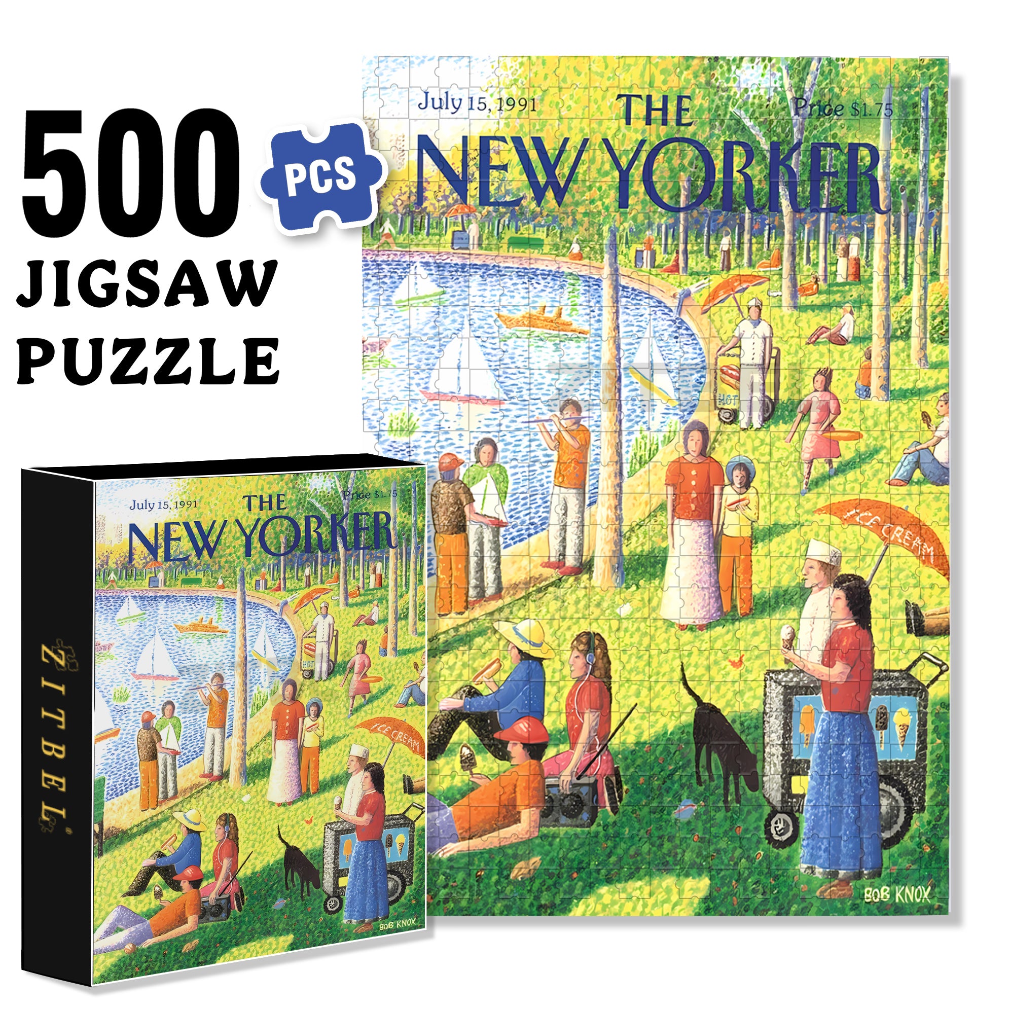 Sunday Afternoon in Central Park 500pcs/1000pcs Jigsaw Puzzle, Scratch-Resistant, Interactive Family Game & Brain-Boosting DIY Decor, Perfect for Halloween, Christmas & New Year Gifts, Family Puzzle Game