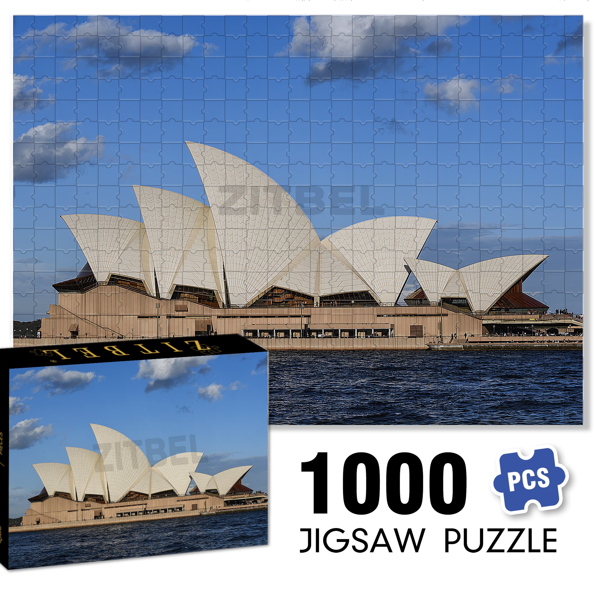 Sydney Opera House 500pcs/1000pcs Jigsaw Puzzle, Scratch-Resistant, Interactive Family Game & Brain-Boosting DIY Decor, Perfect for Halloween, Christmas & New Year Gifts, Family Puzzle Game