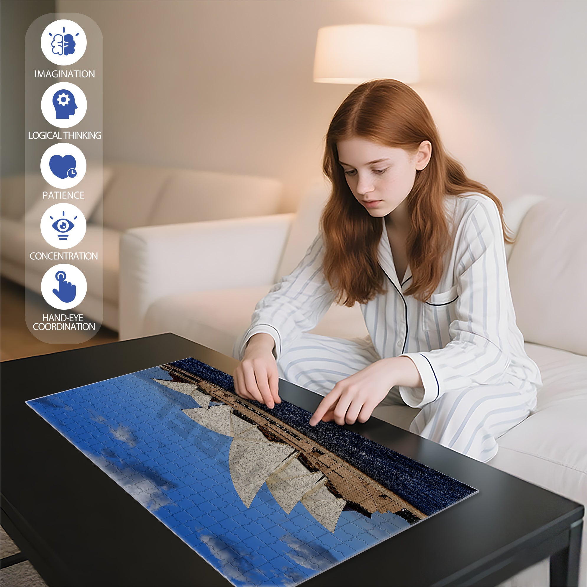 Sydney Opera House 500pcs/1000pcs Jigsaw Puzzle, Scratch-Resistant, Interactive Family Game & Brain-Boosting DIY Decor, Perfect for Halloween, Christmas & New Year Gifts, Family Puzzle Game