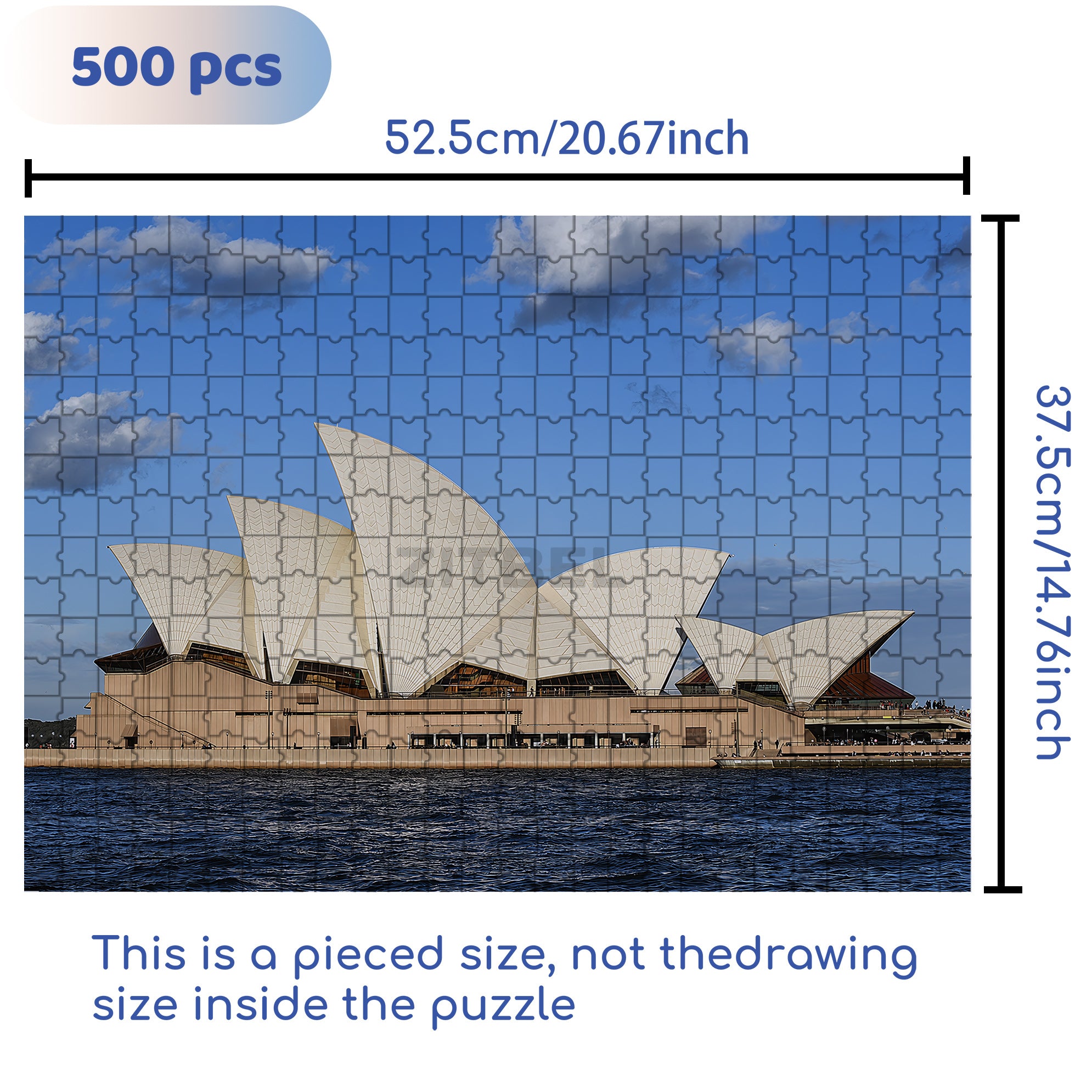 Sydney Opera House 500pcs/1000pcs Jigsaw Puzzle, Scratch-Resistant, Interactive Family Game & Brain-Boosting DIY Decor, Perfect for Halloween, Christmas & New Year Gifts, Family Puzzle Game