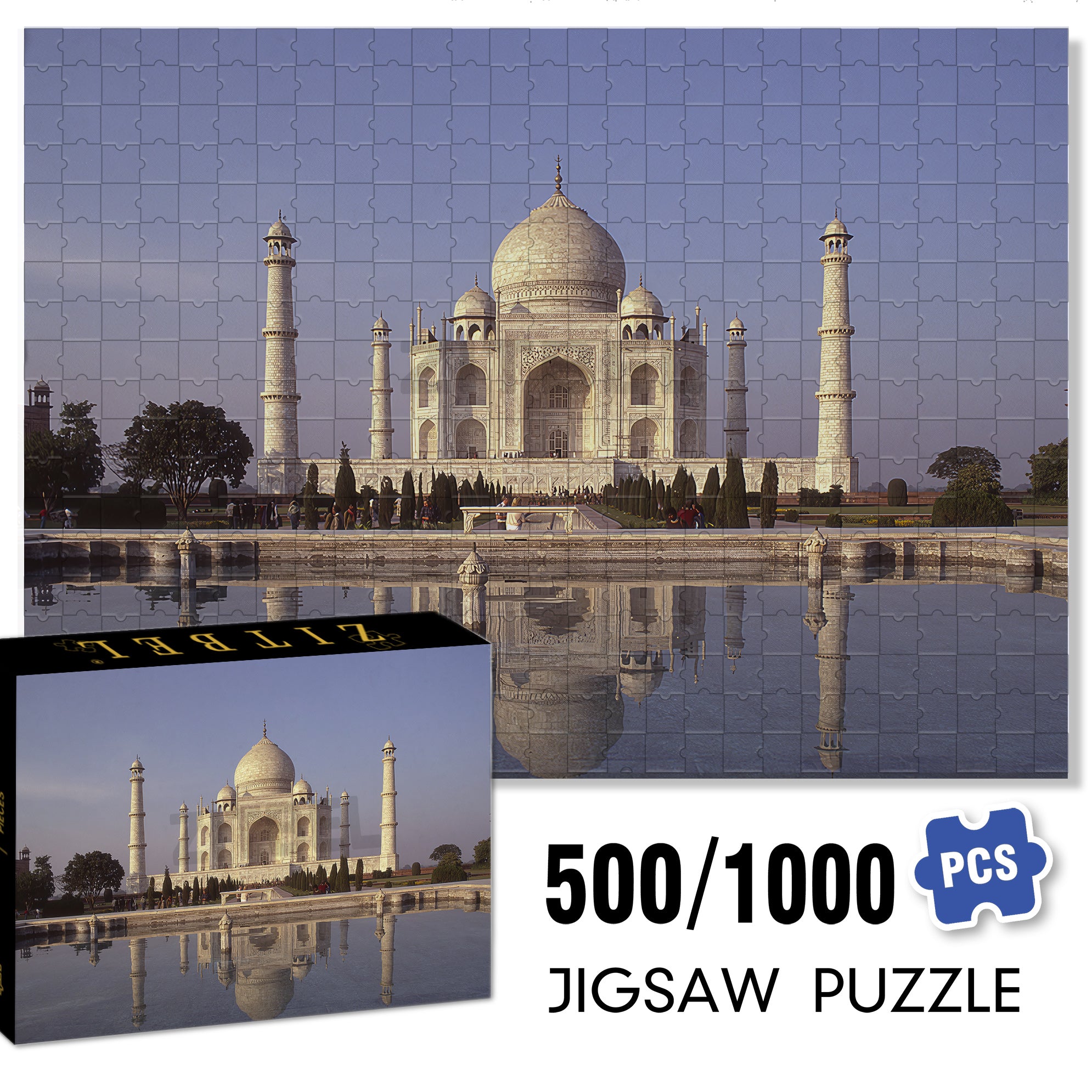Taj Mahal 500pcs/1000pcs Jigsaw Puzzle, Scratch-Resistant, Interactive Family Game & Brain-Boosting DIY Decor, Perfect for Halloween, Christmas & New Year Gifts, Family Puzzle Game