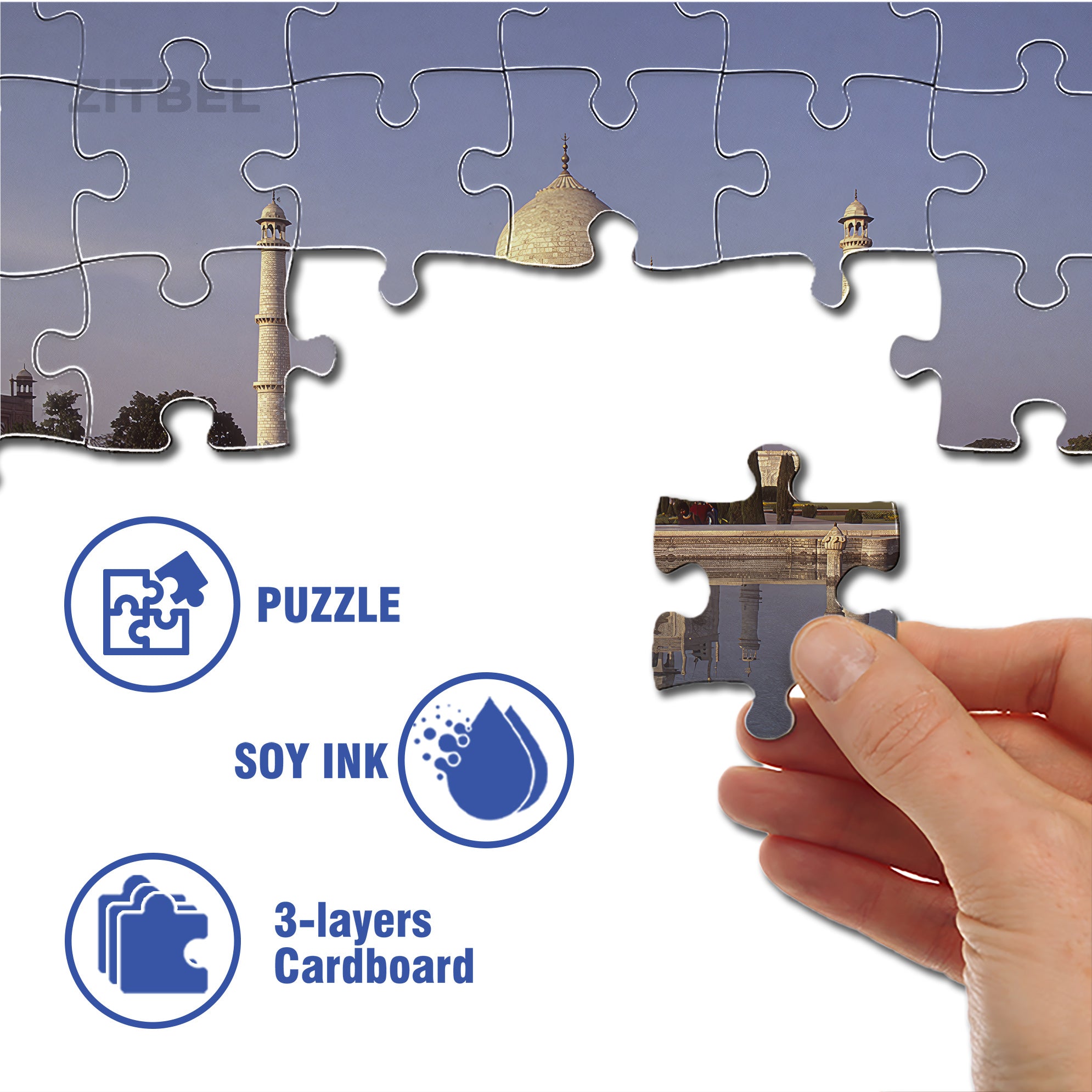 Taj Mahal 500pcs/1000pcs Jigsaw Puzzle, Scratch-Resistant, Interactive Family Game & Brain-Boosting DIY Decor, Perfect for Halloween, Christmas & New Year Gifts, Family Puzzle Game
