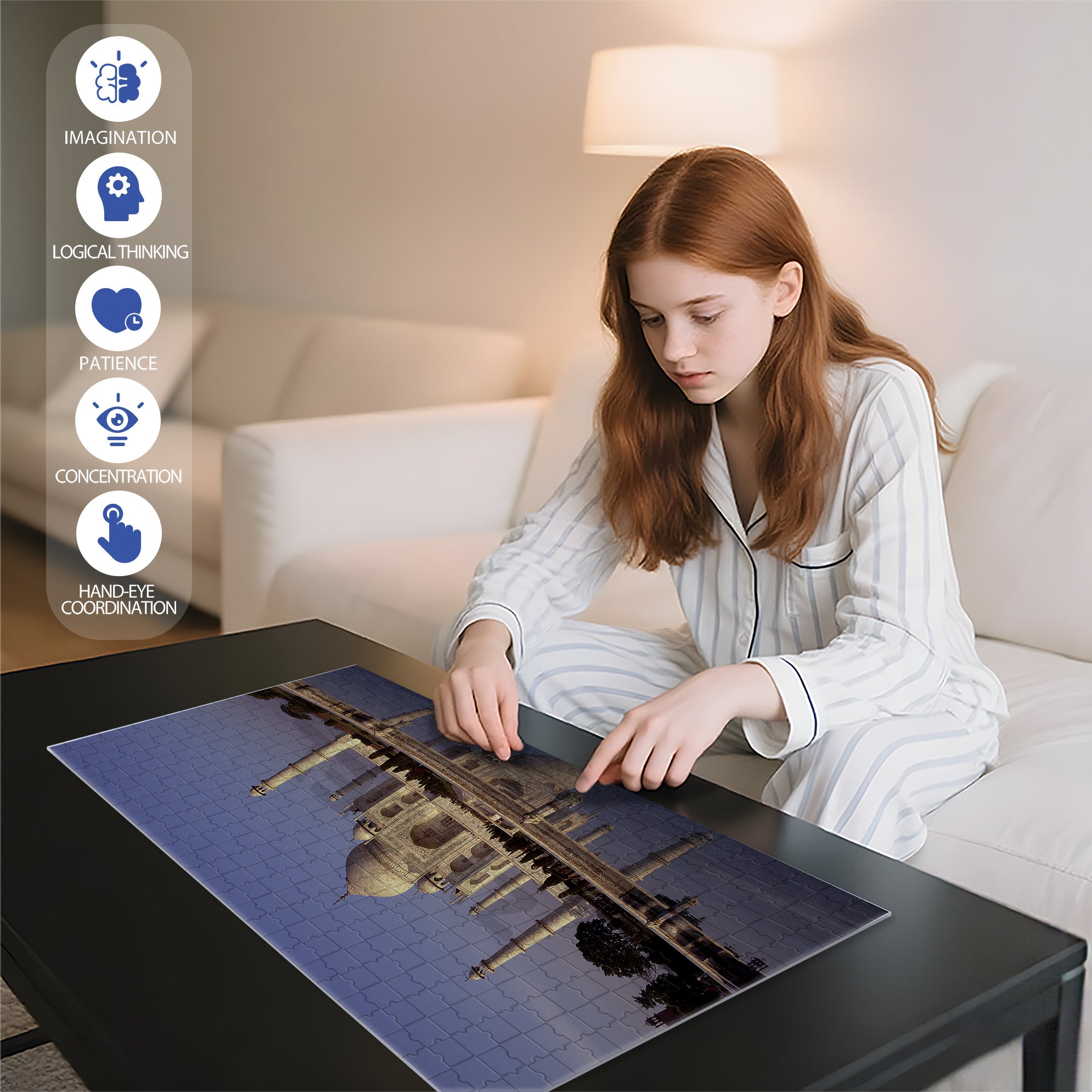 Taj Mahal 500pcs/1000pcs Jigsaw Puzzle, Scratch-Resistant, Interactive Family Game & Brain-Boosting DIY Decor, Perfect for Halloween, Christmas & New Year Gifts, Family Puzzle Game