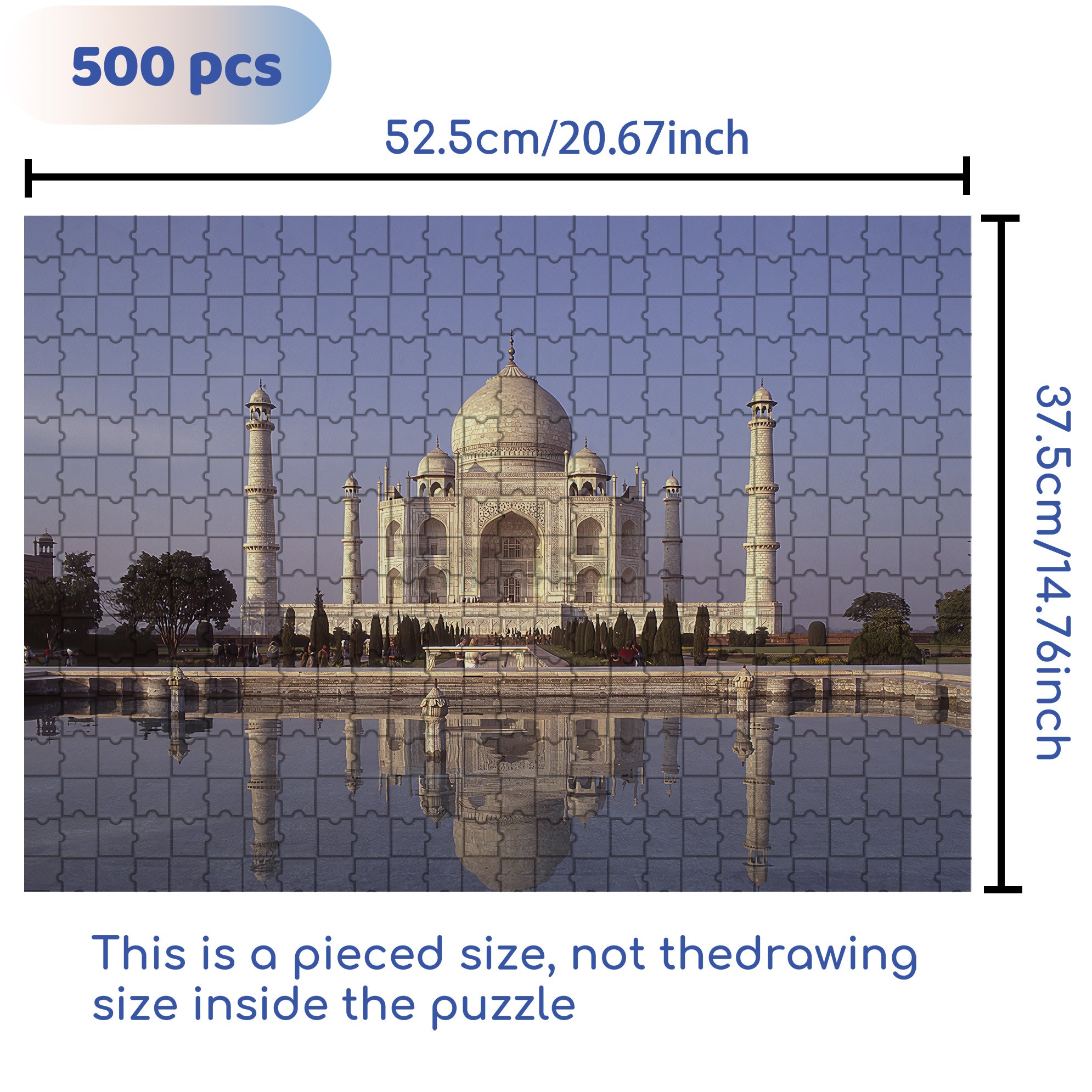 Taj Mahal 500pcs/1000pcs Jigsaw Puzzle, Scratch-Resistant, Interactive Family Game & Brain-Boosting DIY Decor, Perfect for Halloween, Christmas & New Year Gifts, Family Puzzle Game