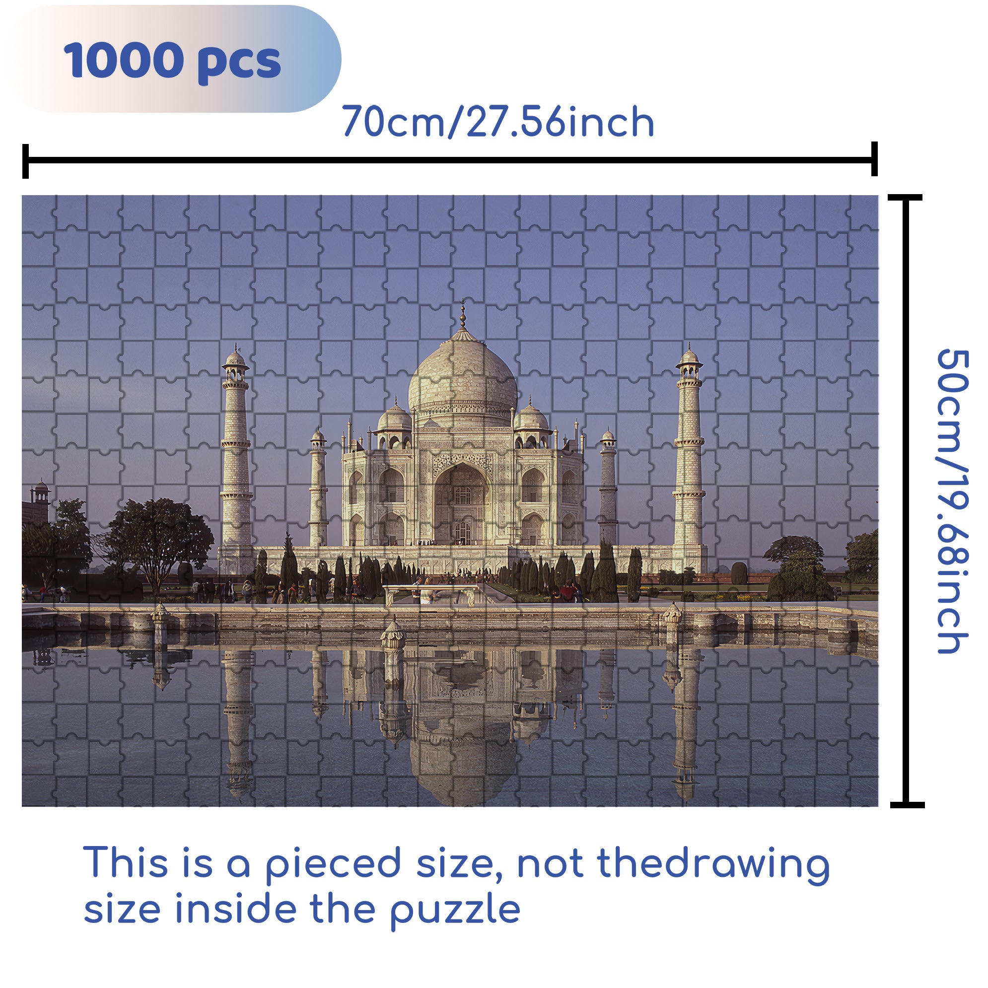 Taj Mahal 500pcs/1000pcs Jigsaw Puzzle, Scratch-Resistant, Interactive Family Game & Brain-Boosting DIY Decor, Perfect for Halloween, Christmas & New Year Gifts, Family Puzzle Game
