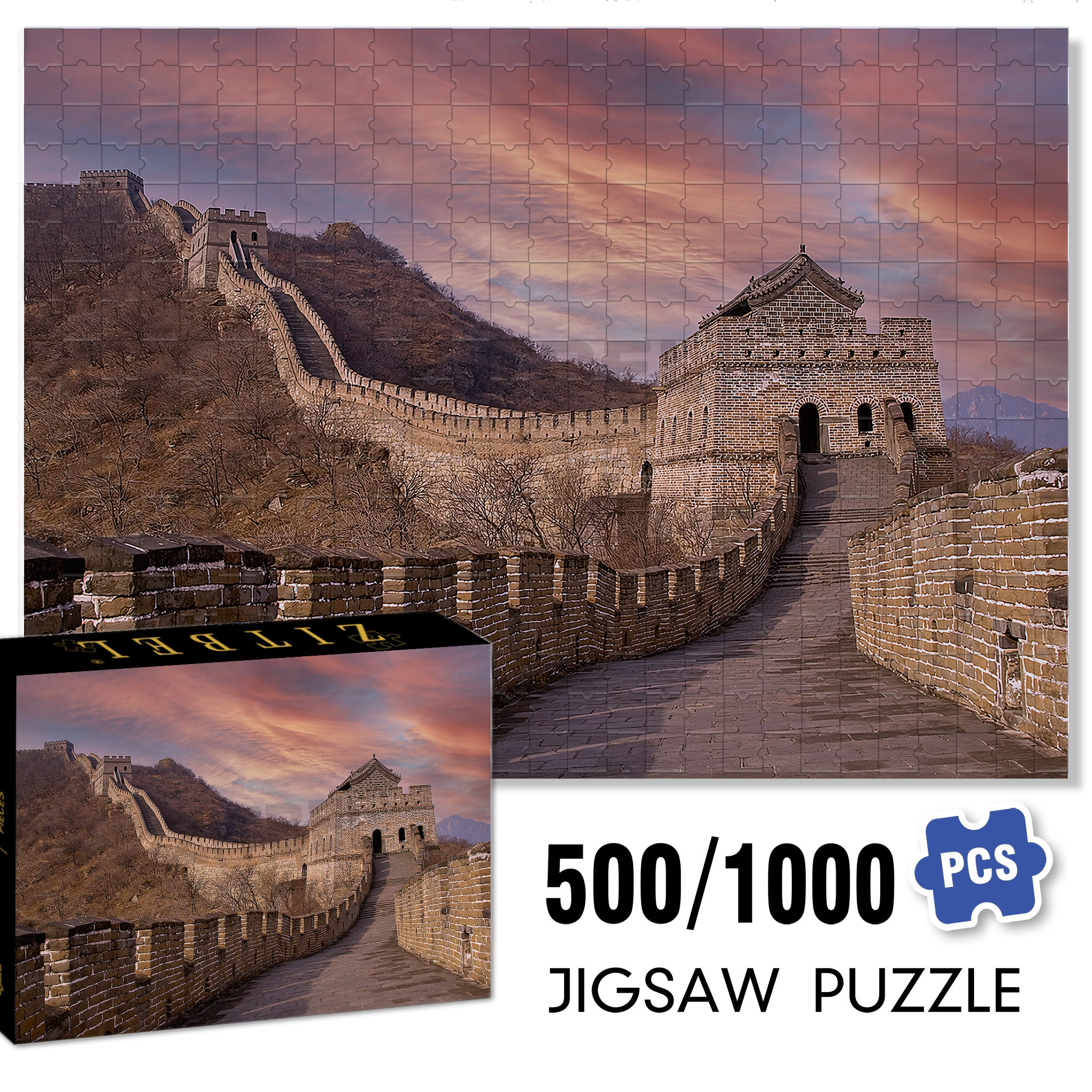 The Great Wall of China 500pcs/1000pcs Jigsaw Puzzle, Scratch-Resistant, Interactive Family Game & Brain-Boosting DIY Decor, Perfect for Halloween, Christmas & New Year Gifts, Family Puzzle Game