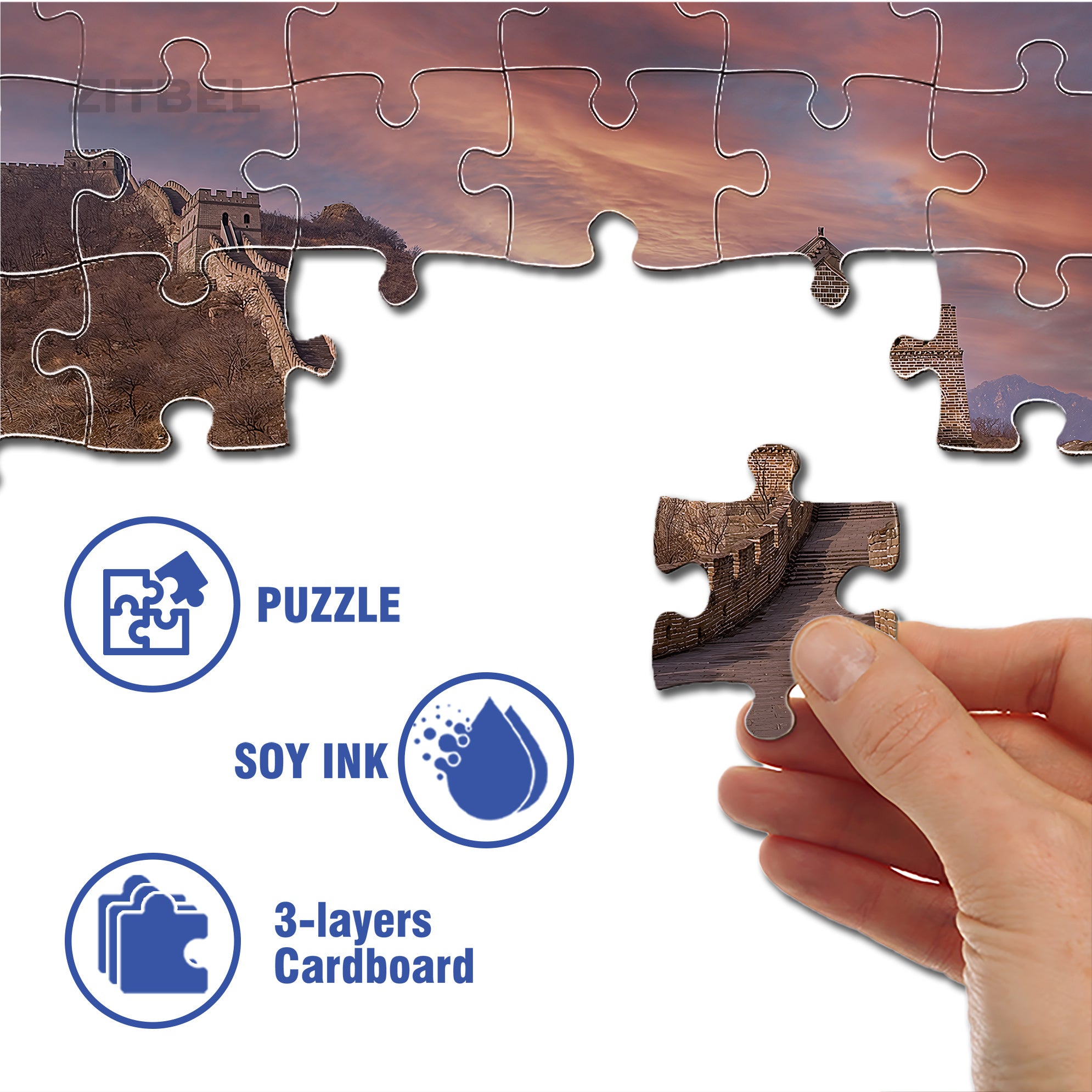 The Great Wall of China 500pcs/1000pcs Jigsaw Puzzle, Scratch-Resistant, Interactive Family Game & Brain-Boosting DIY Decor, Perfect for Halloween, Christmas & New Year Gifts, Family Puzzle Game