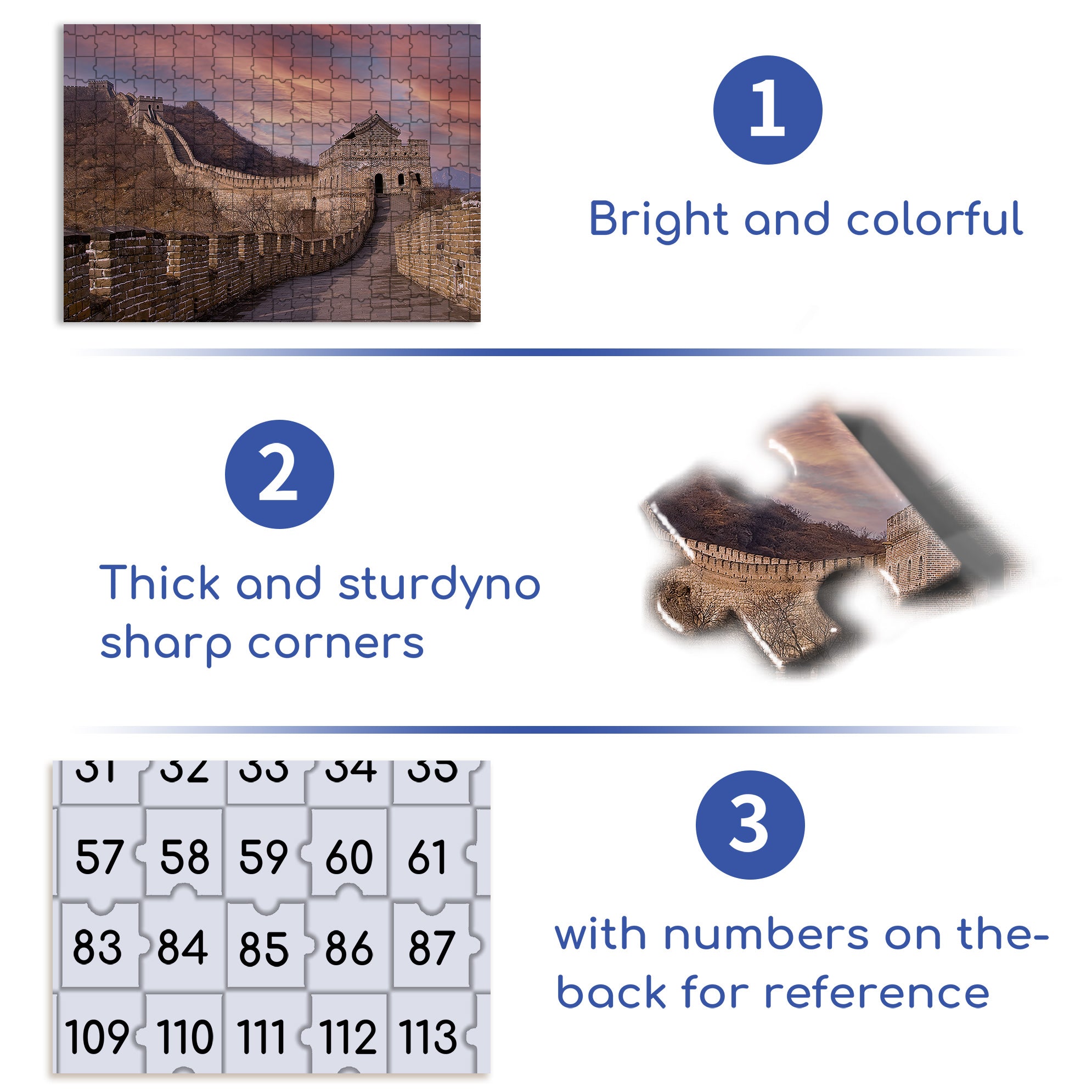 The Great Wall of China 500pcs/1000pcs Jigsaw Puzzle, Scratch-Resistant, Interactive Family Game & Brain-Boosting DIY Decor, Perfect for Halloween, Christmas & New Year Gifts, Family Puzzle Game