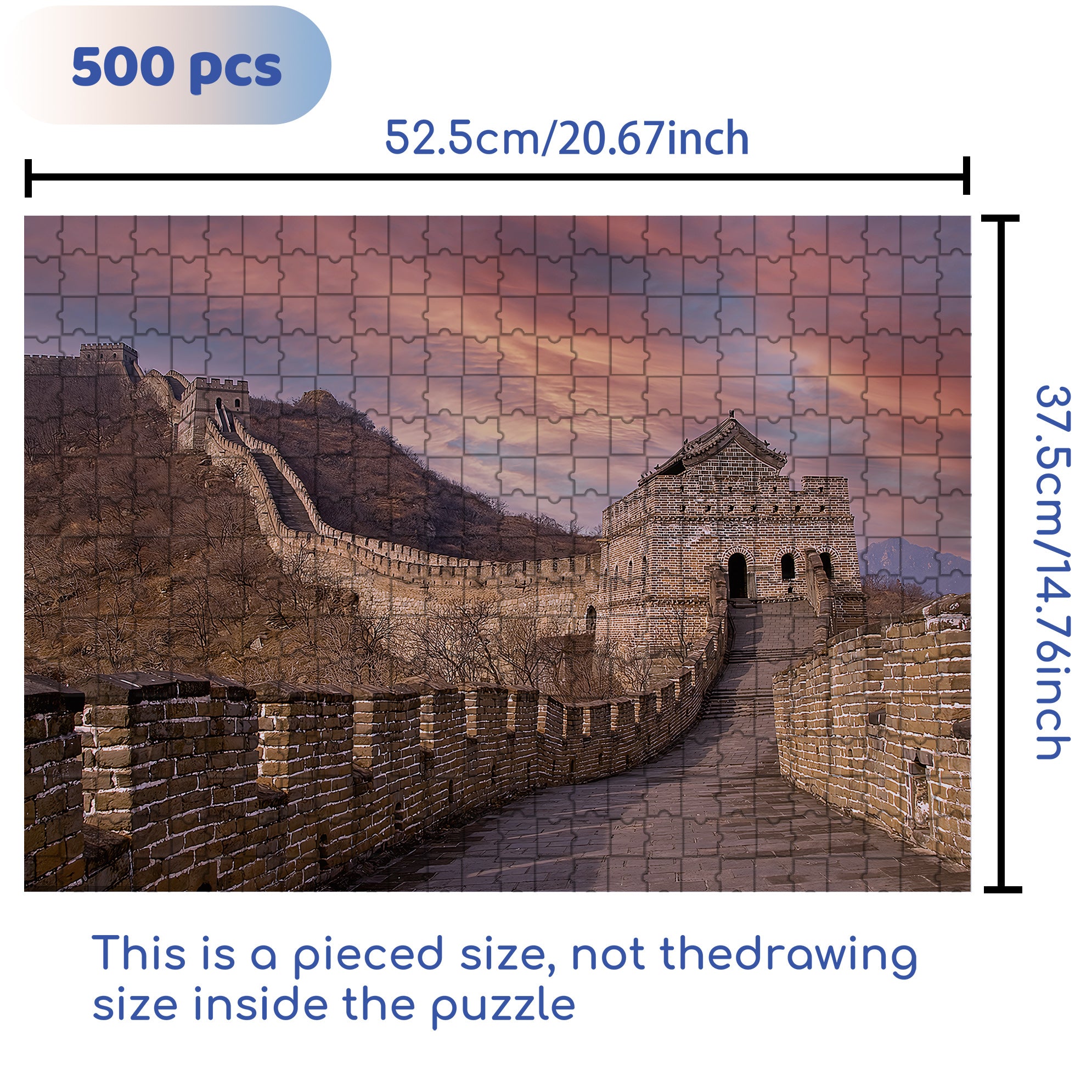 The Great Wall of China 500pcs/1000pcs Jigsaw Puzzle, Scratch-Resistant, Interactive Family Game & Brain-Boosting DIY Decor, Perfect for Halloween, Christmas & New Year Gifts, Family Puzzle Game