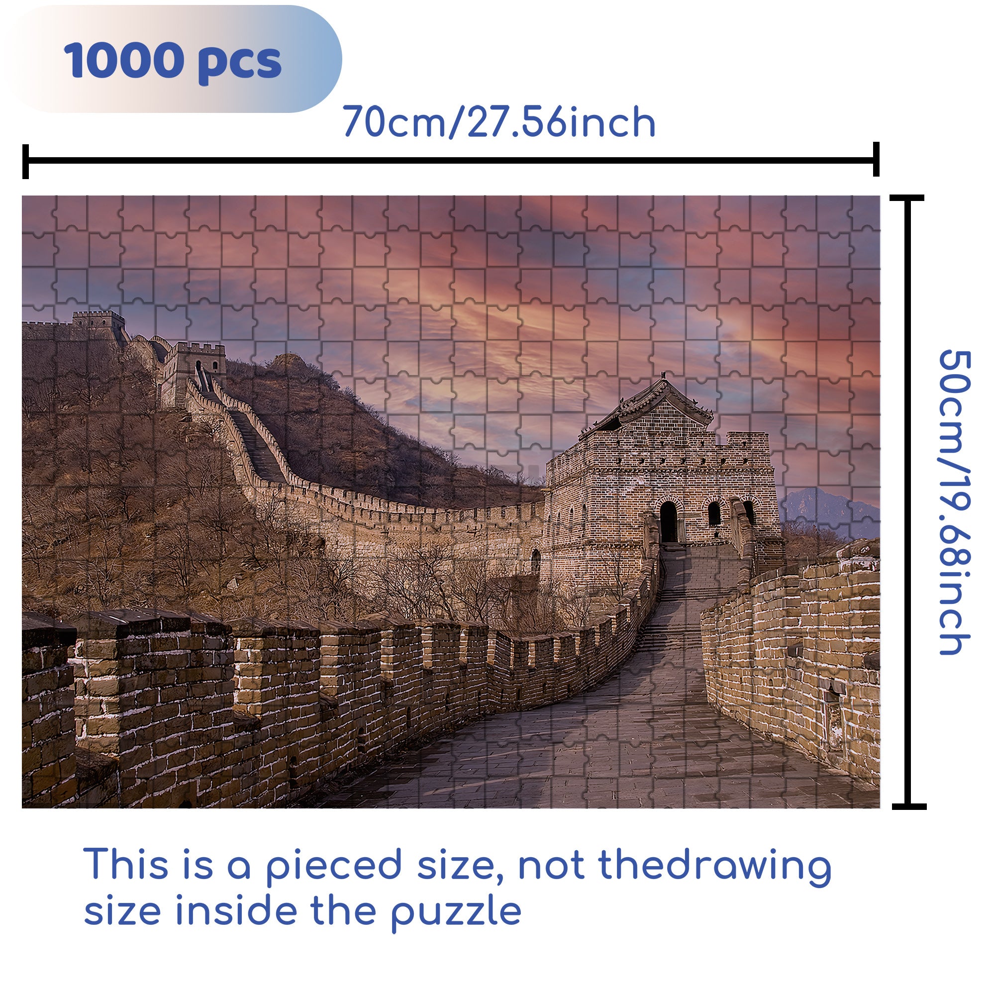 The Great Wall of China 500pcs/1000pcs Jigsaw Puzzle, Scratch-Resistant, Interactive Family Game & Brain-Boosting DIY Decor, Perfect for Halloween, Christmas & New Year Gifts, Family Puzzle Game